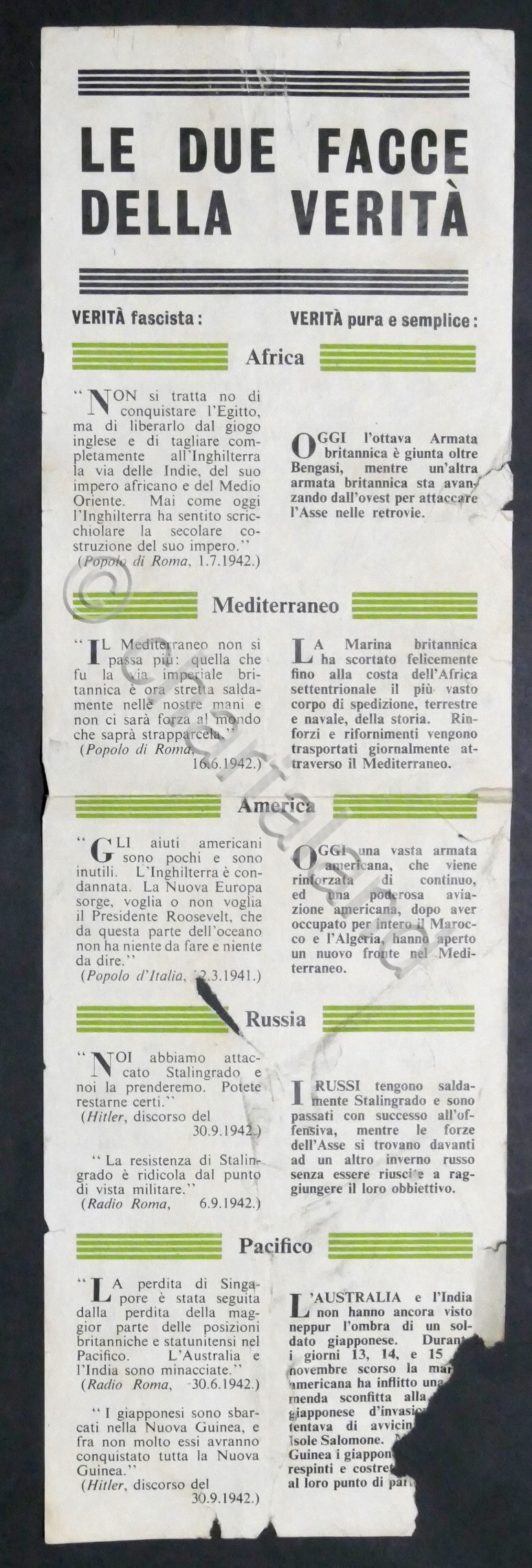 WWII - Volantino Alleati - Le due facce della verità …