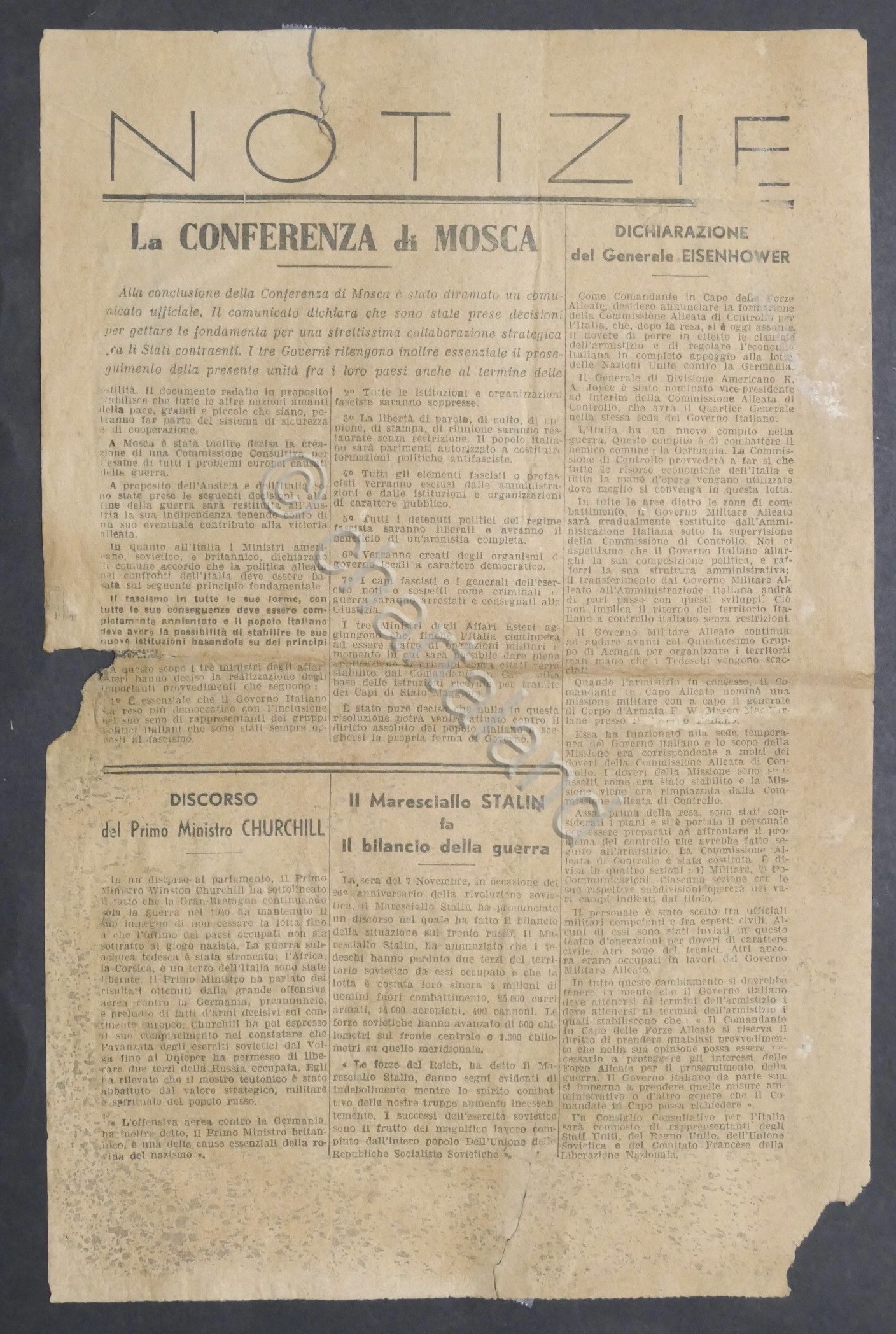 WWII - Volantino Alleati - Notizie: La Conferenza di Mosca …