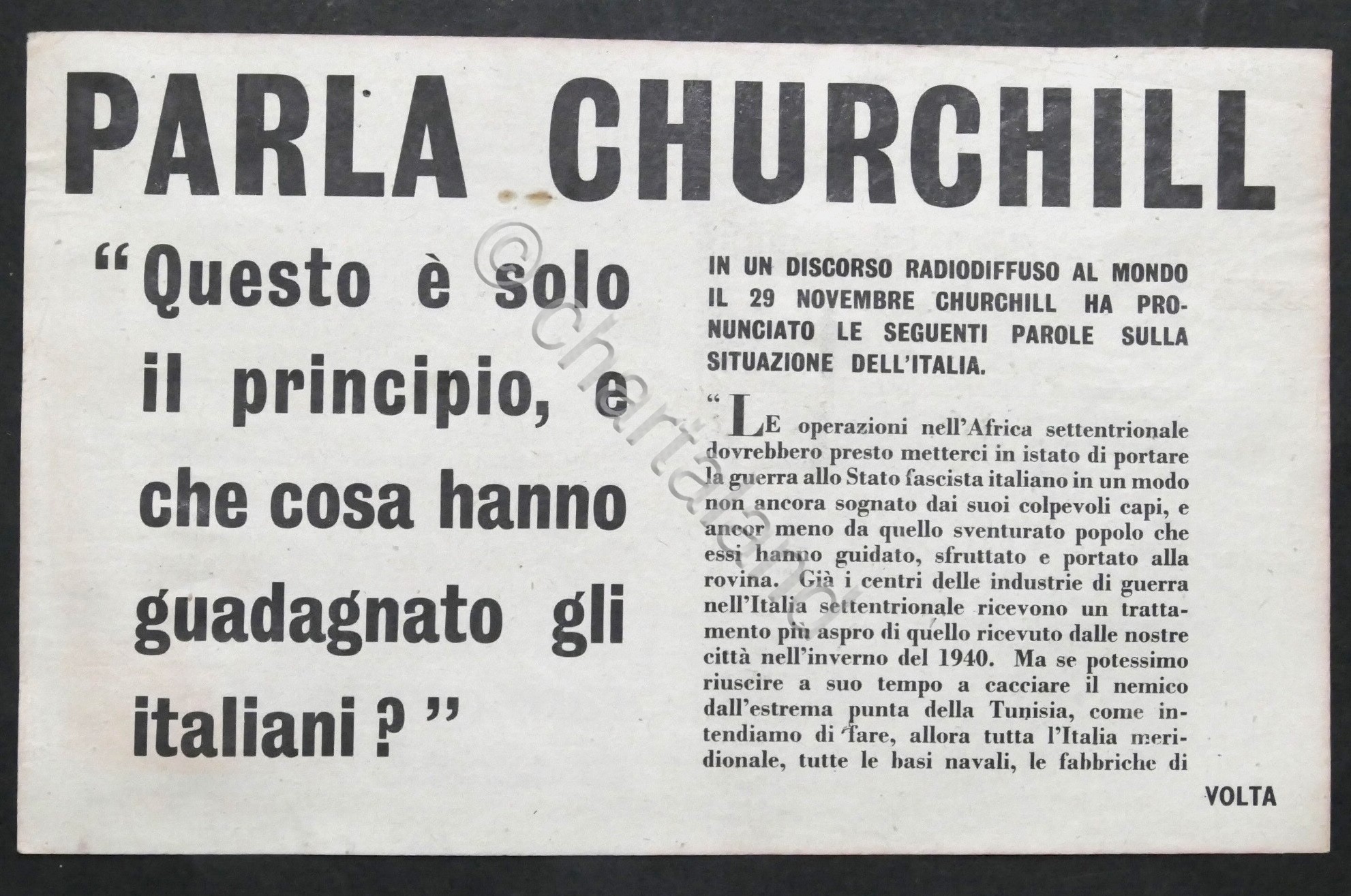 WWII - Volantino Alleati - Parla Churchill - Discorso radio …
