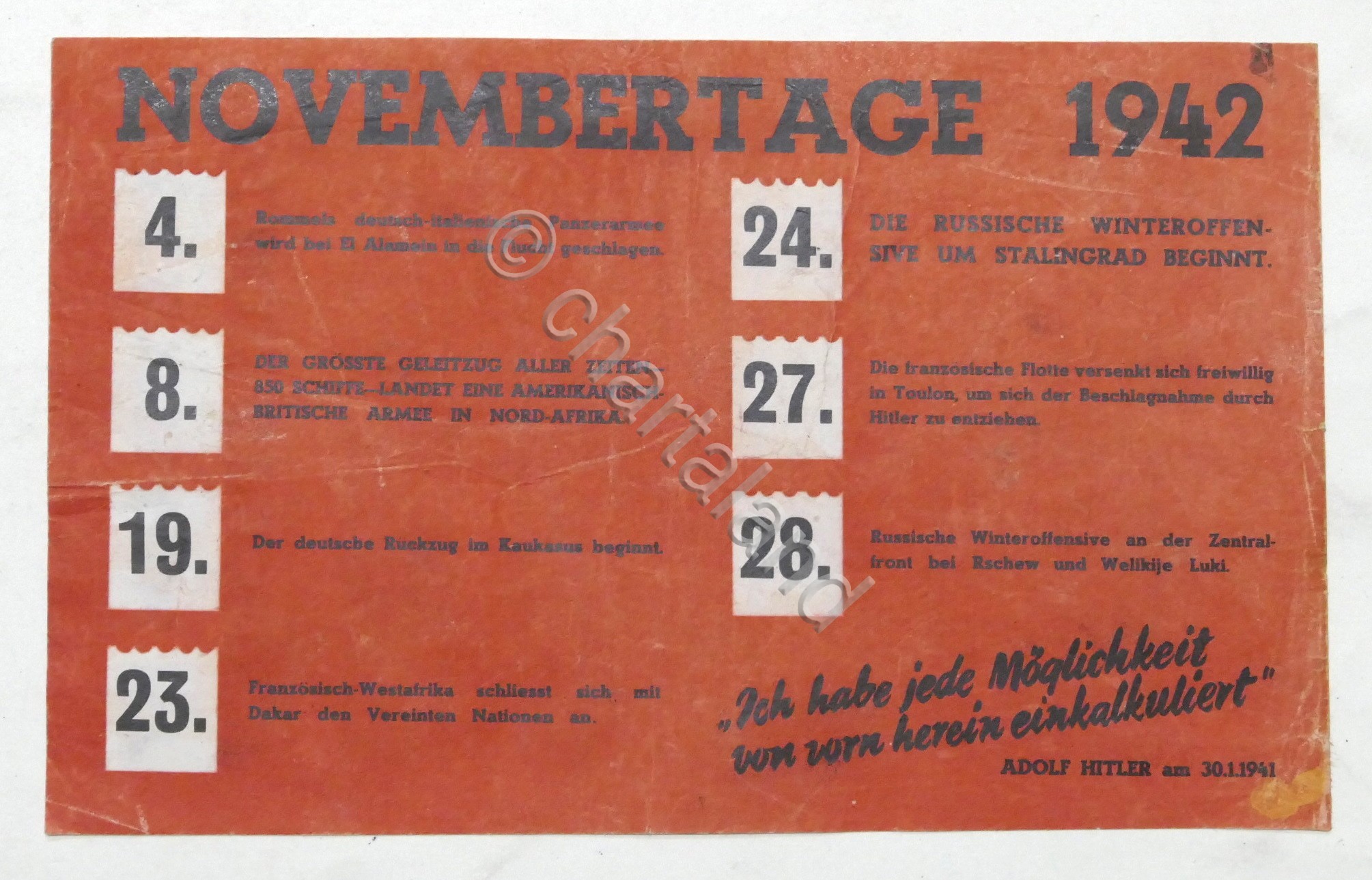 WWII - Volantino Alleati contro Nazismo e Hitler - Sconfitte …