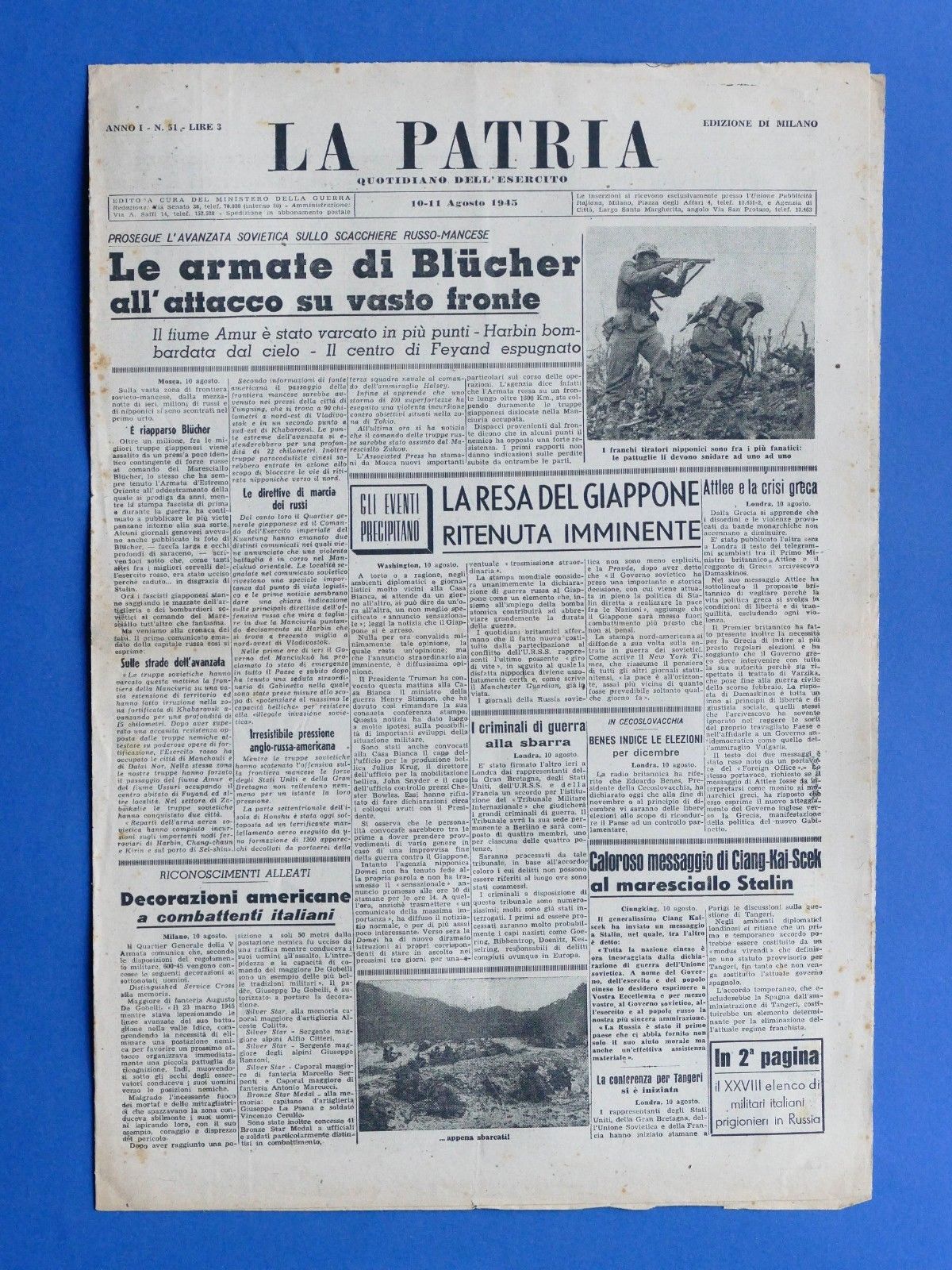 WWII Giornale - La Patria - Quotidiano per l'Esercito - …