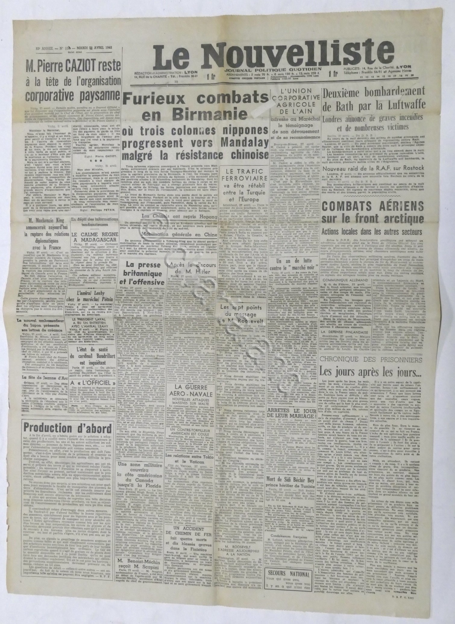WWII Giornale - Le Nouvelliste - Journal Politique Quotidien - …