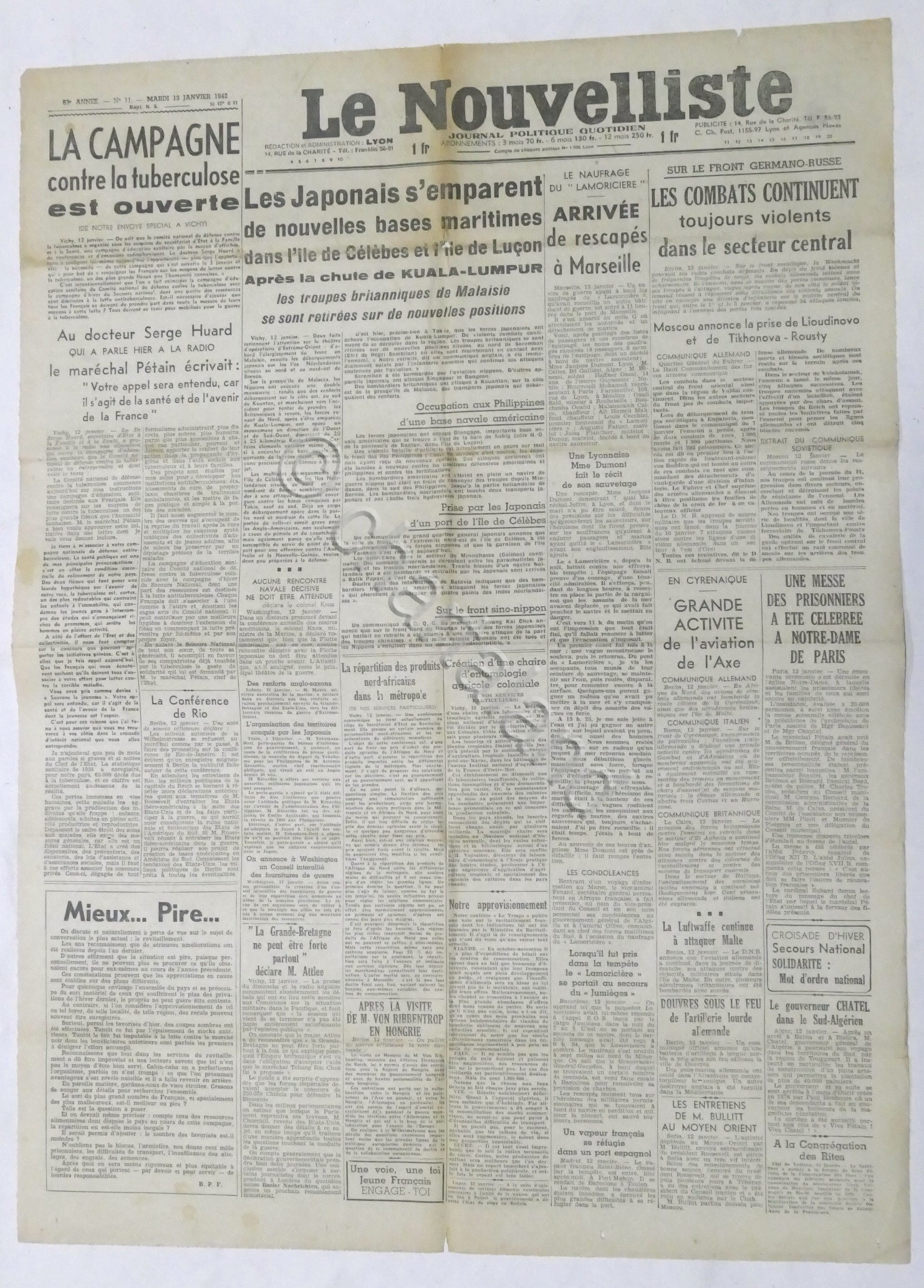 WWII Giornale - Le Nouvelliste - Journal Politique Quotidien - …