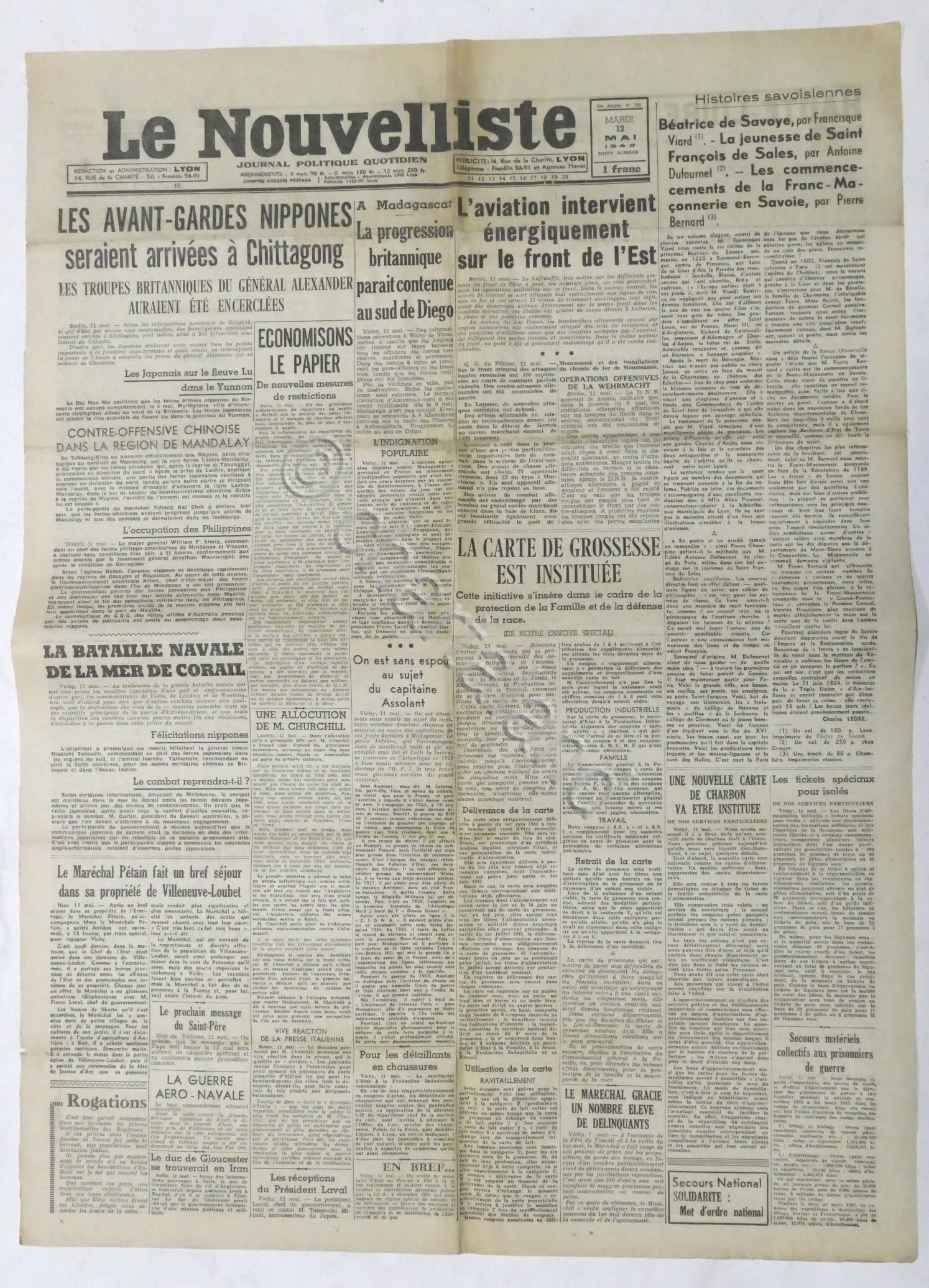 WWII Giornale - Le Nouvelliste - Journal Politique Quotidien - …