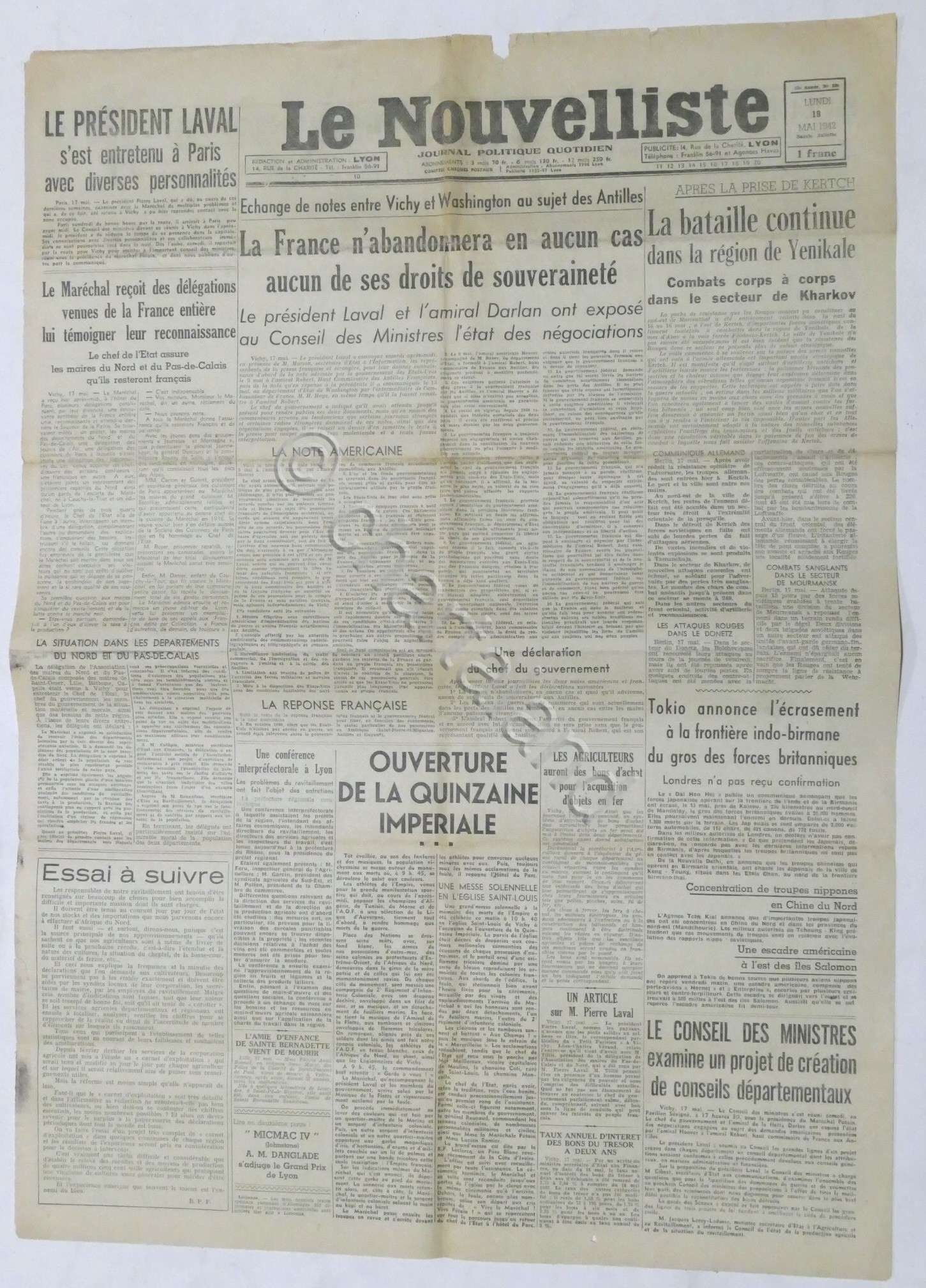 WWII Giornale - Le Nouvelliste - Journal Politique Quotidien - …
