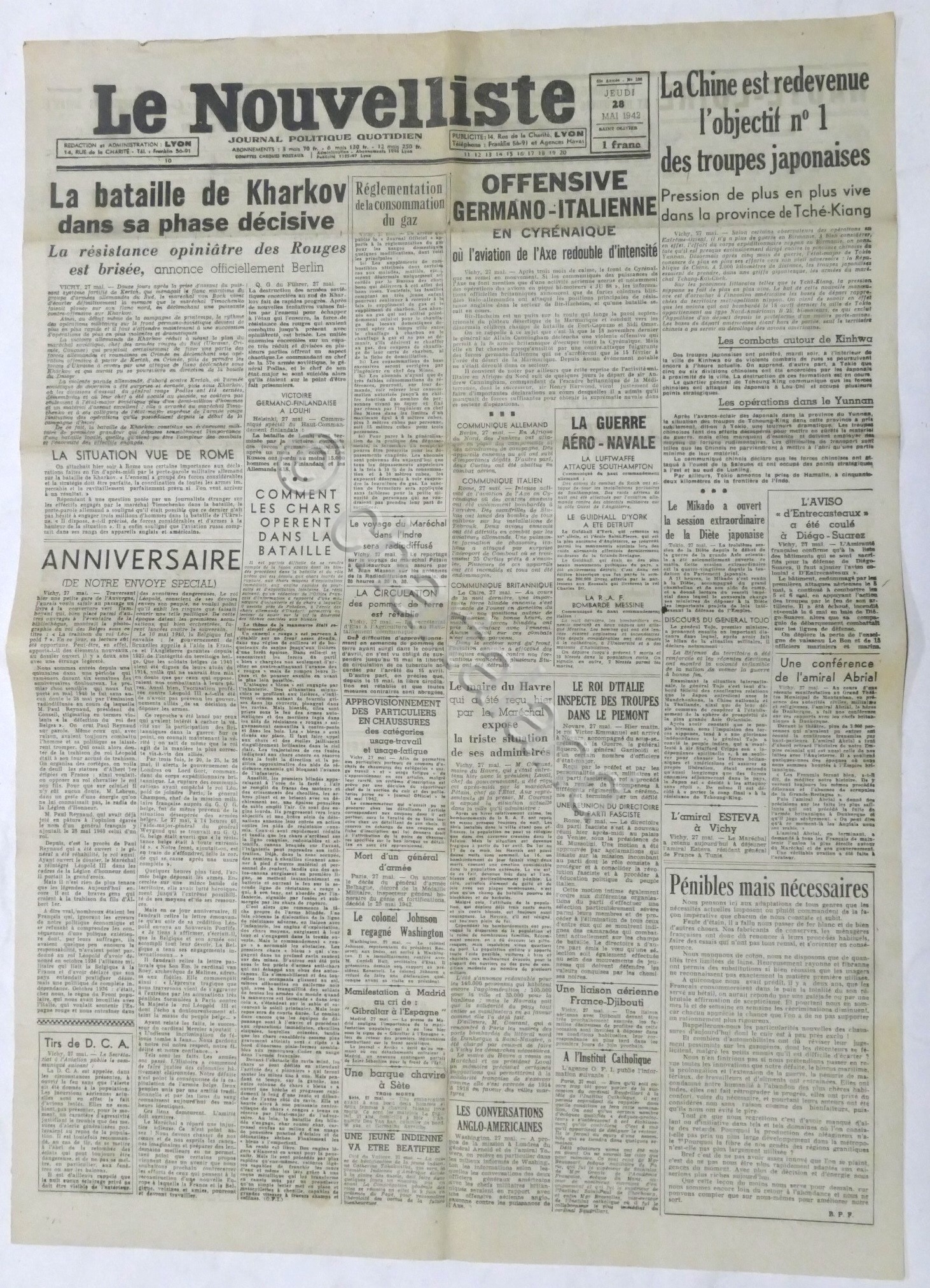 WWII Giornale - Le Nouvelliste - Journal Politique Quotidien - …