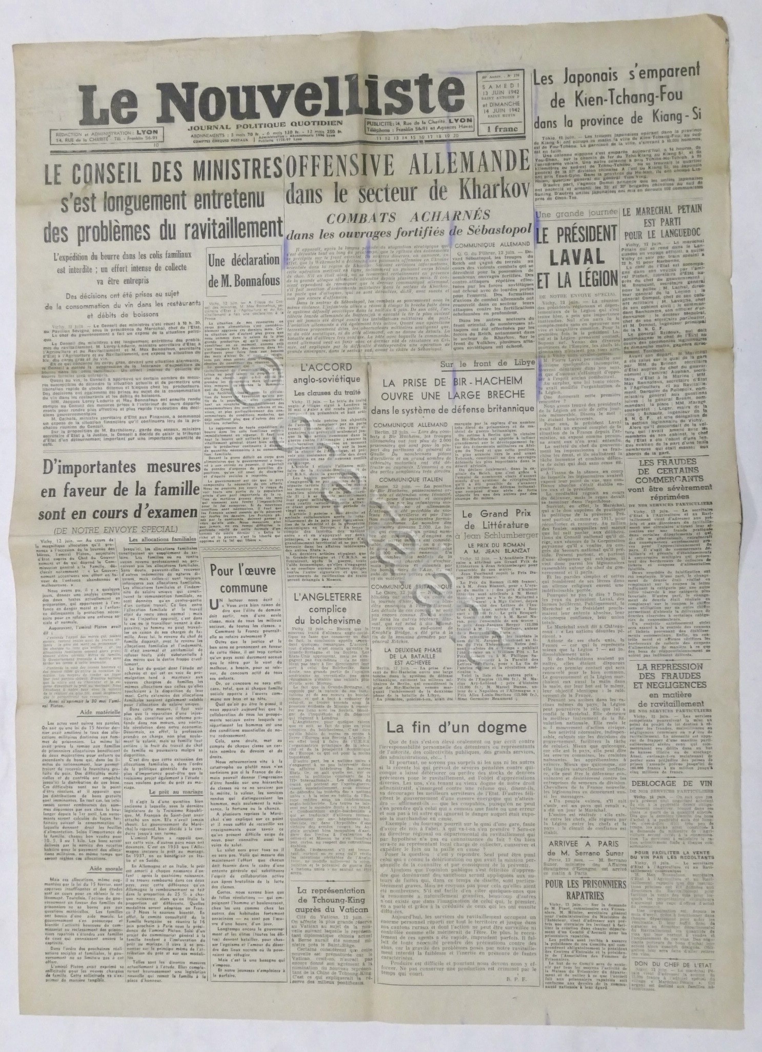 WWII Giornale - Le Nouvelliste - Journal Politique Quotidien - …