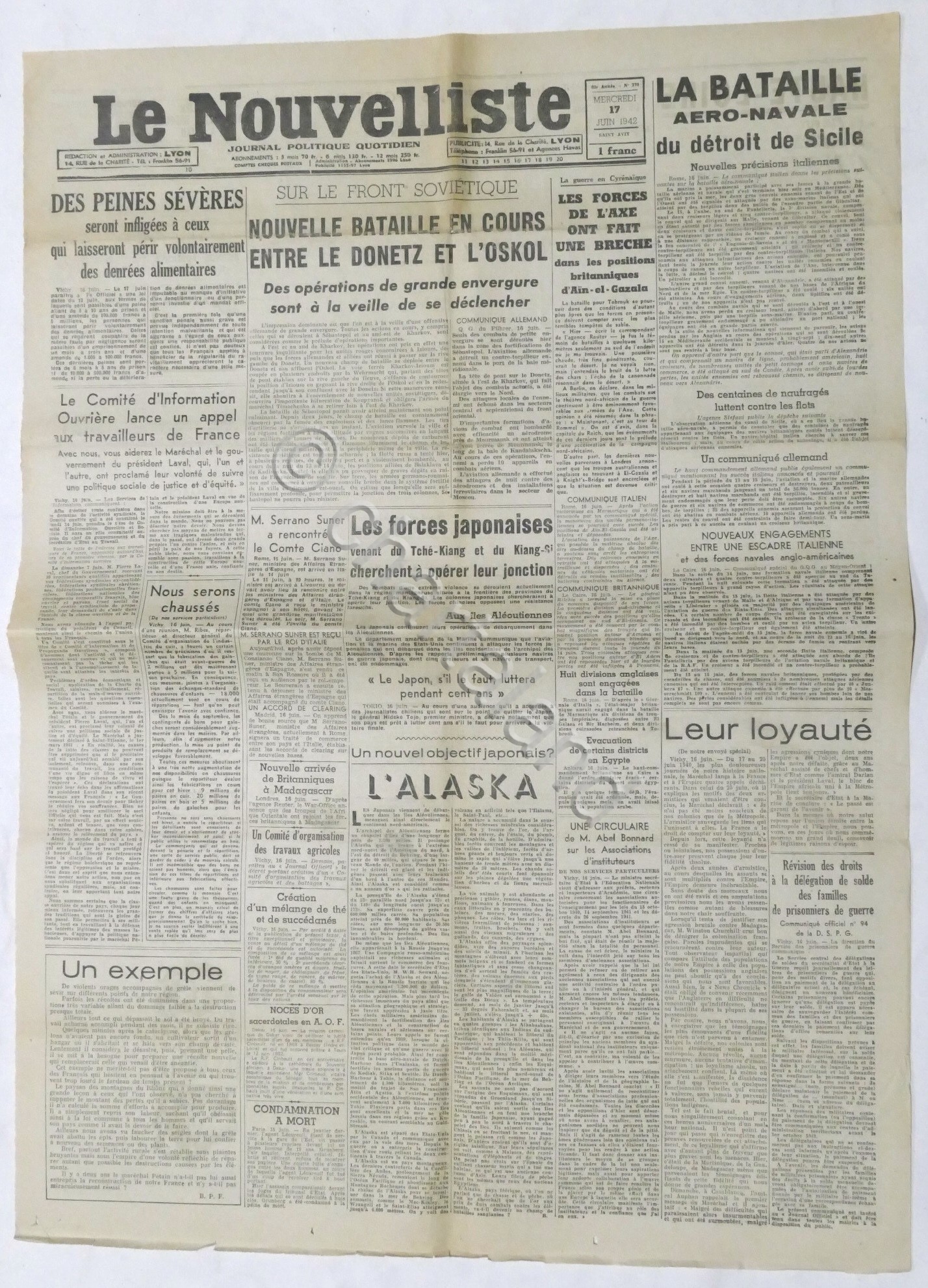 WWII Giornale - Le Nouvelliste - Journal Politique Quotidien - …