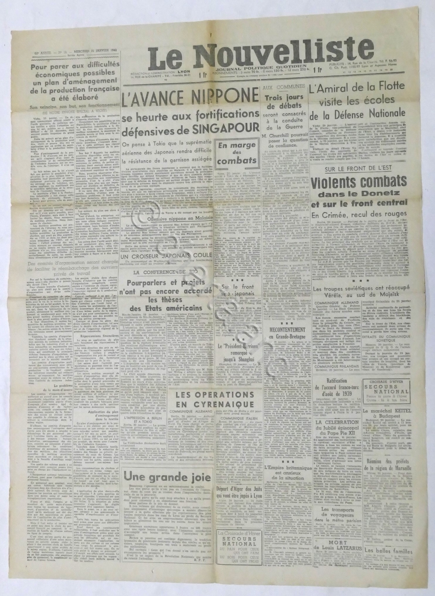 WWII Giornale - Le Nouvelliste - Journal Politique Quotidien - …