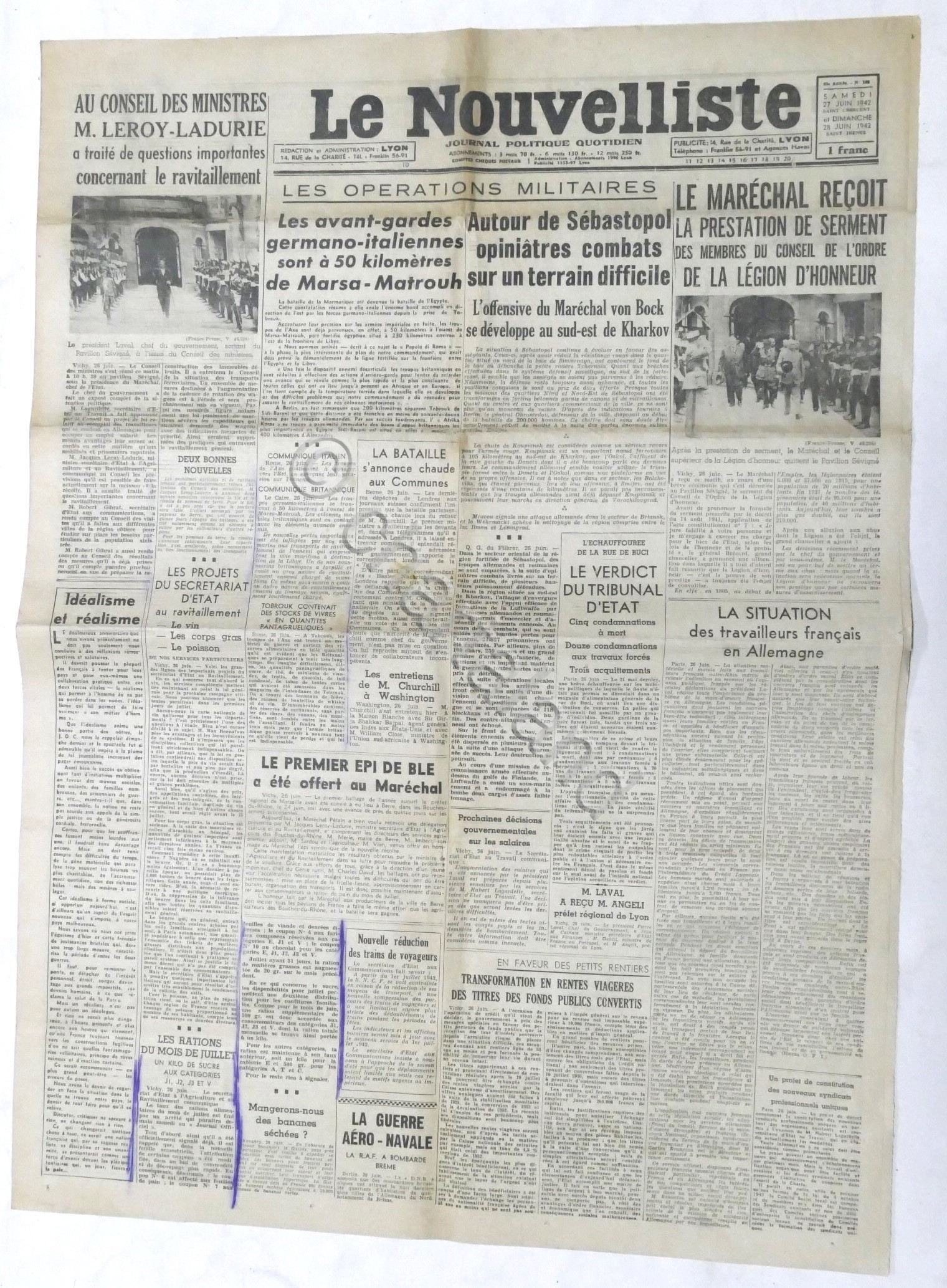 WWII Giornale - Le Nouvelliste - Journal Politique Quotidien - …