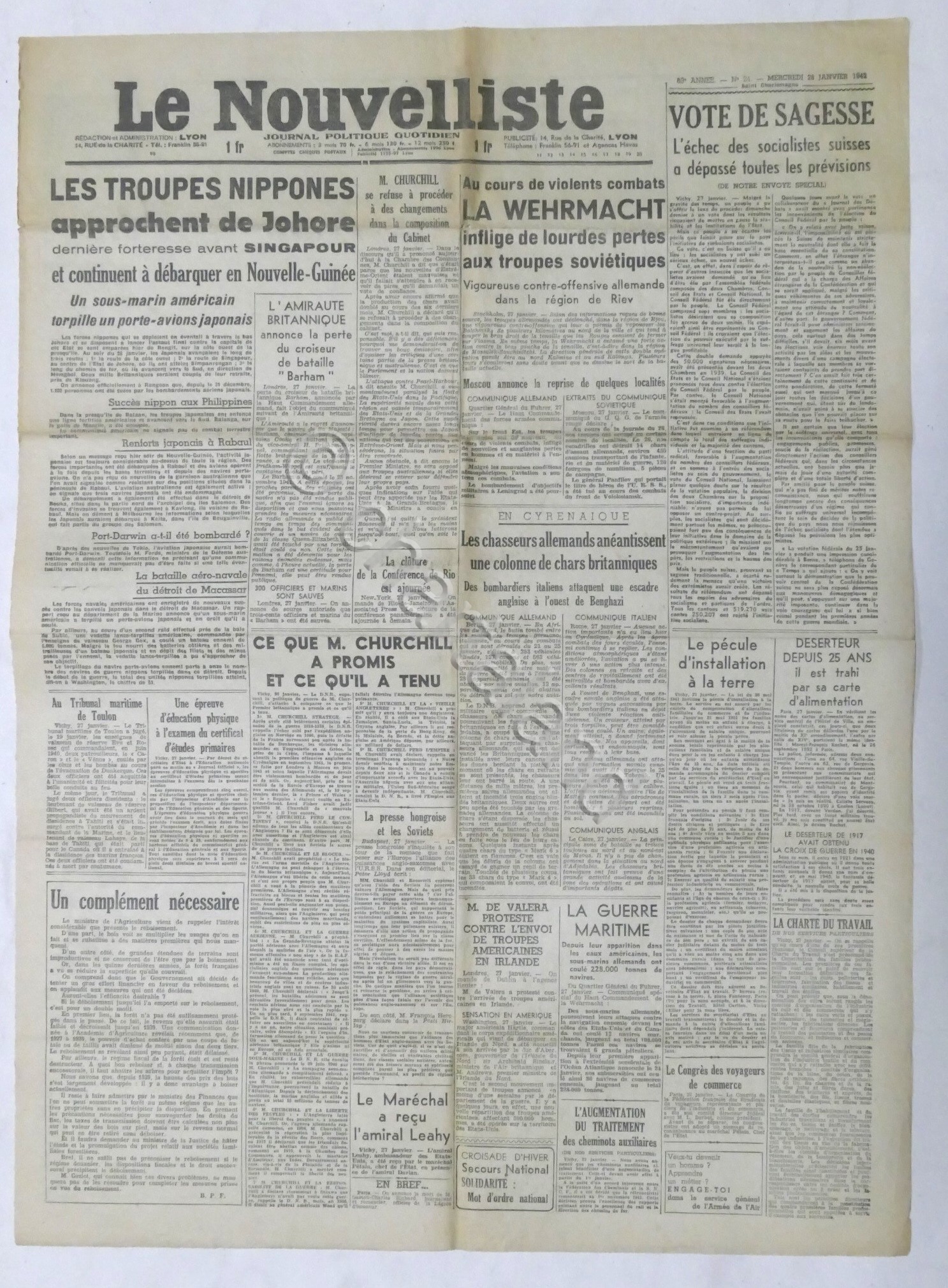WWII Giornale - Le Nouvelliste - Journal Politique Quotidien - …