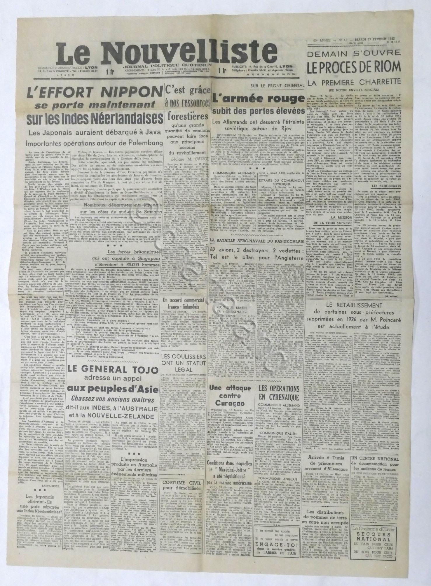 WWII Giornale - Le Nouvelliste - Journal Politique Quotidien - …