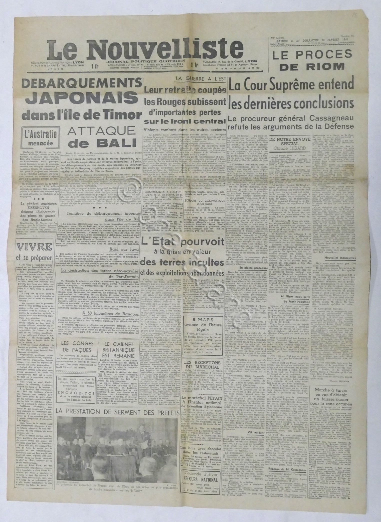 WWII Giornale - Le Nouvelliste - Journal Politique Quotidien - …