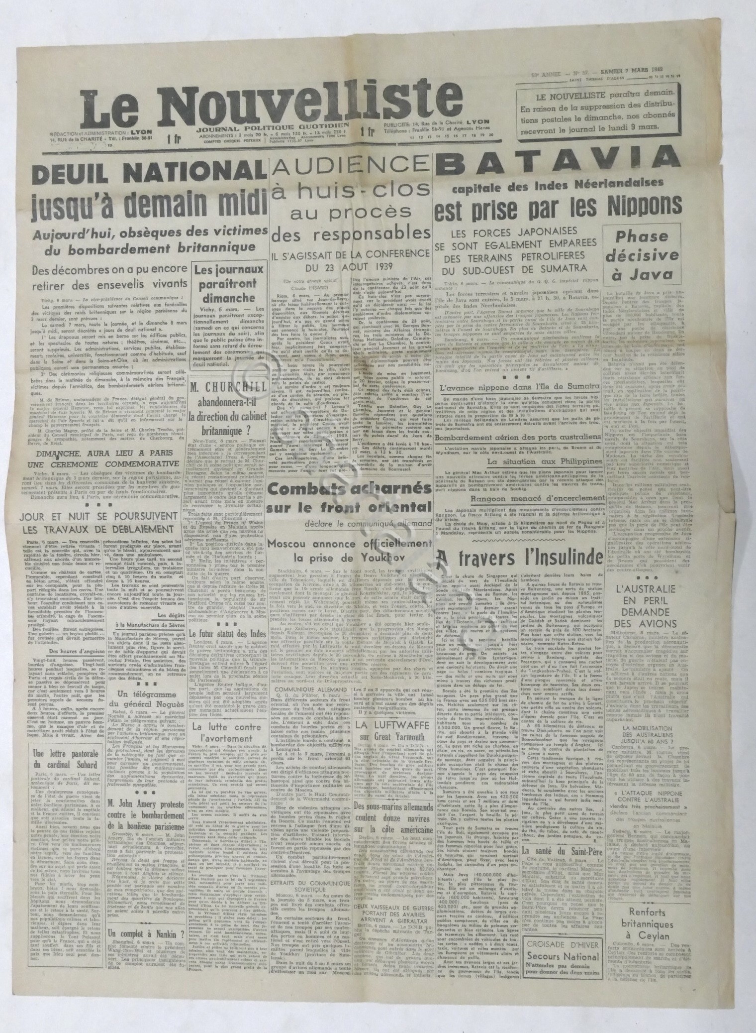 WWII Giornale - Le Nouvelliste - Journal Politique Quotidien - …