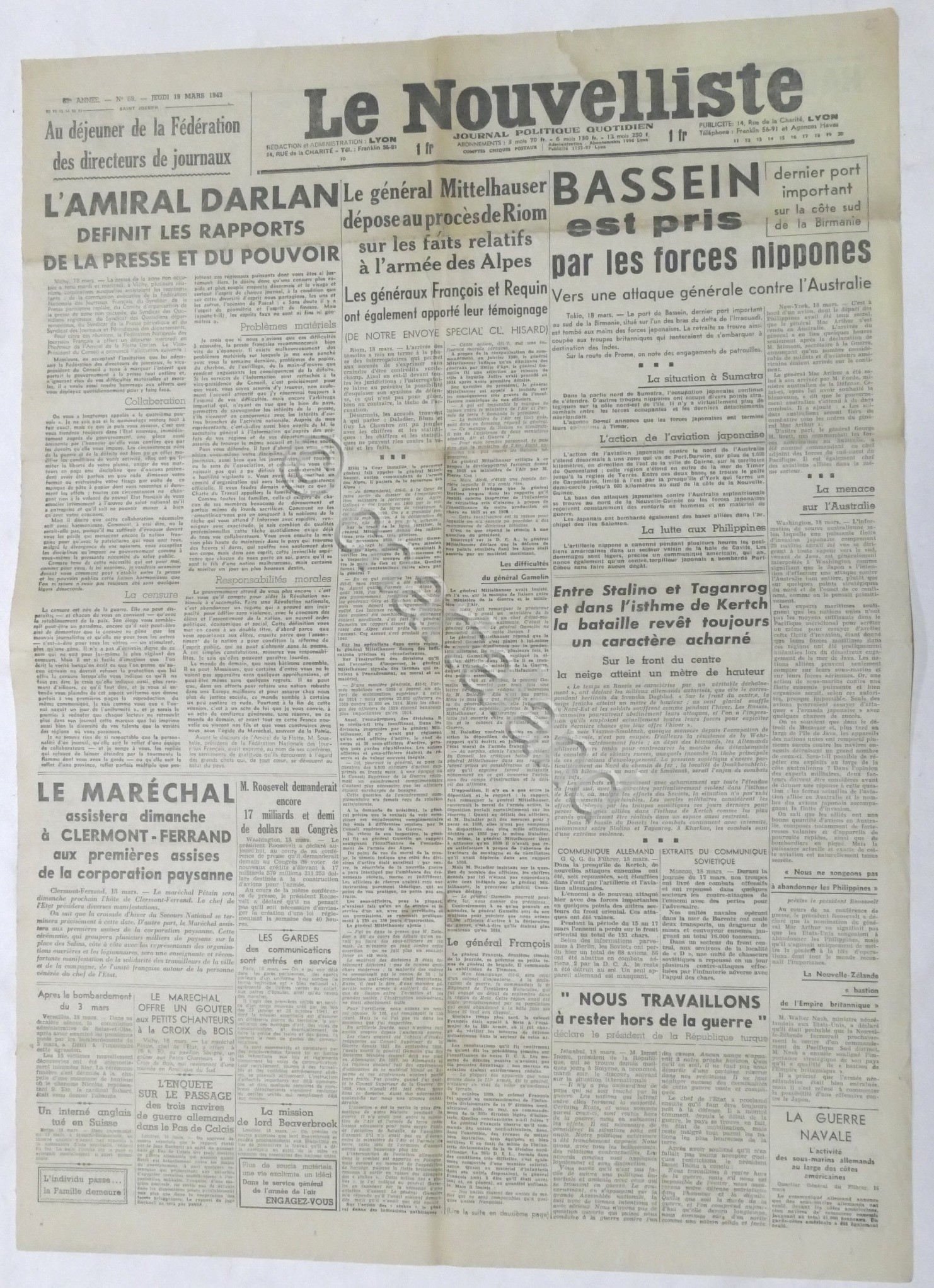 WWII Giornale - Le Nouvelliste - Journal Politique Quotidien - …
