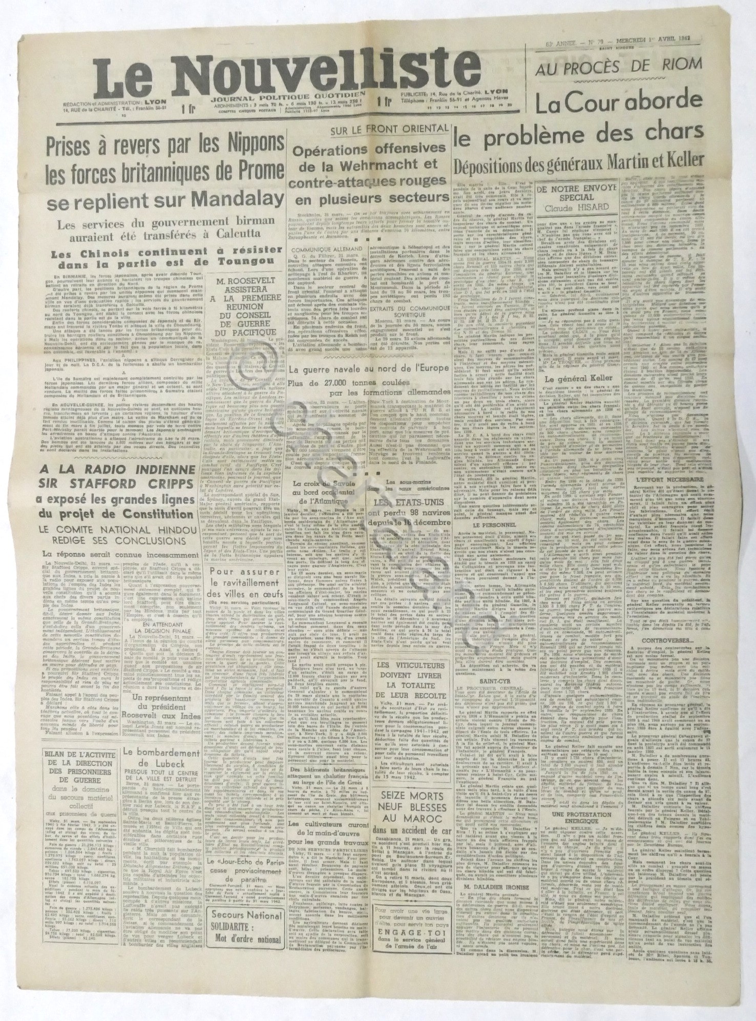 WWII Giornale - Le Nouvelliste - Journal Politique Quotidien - …