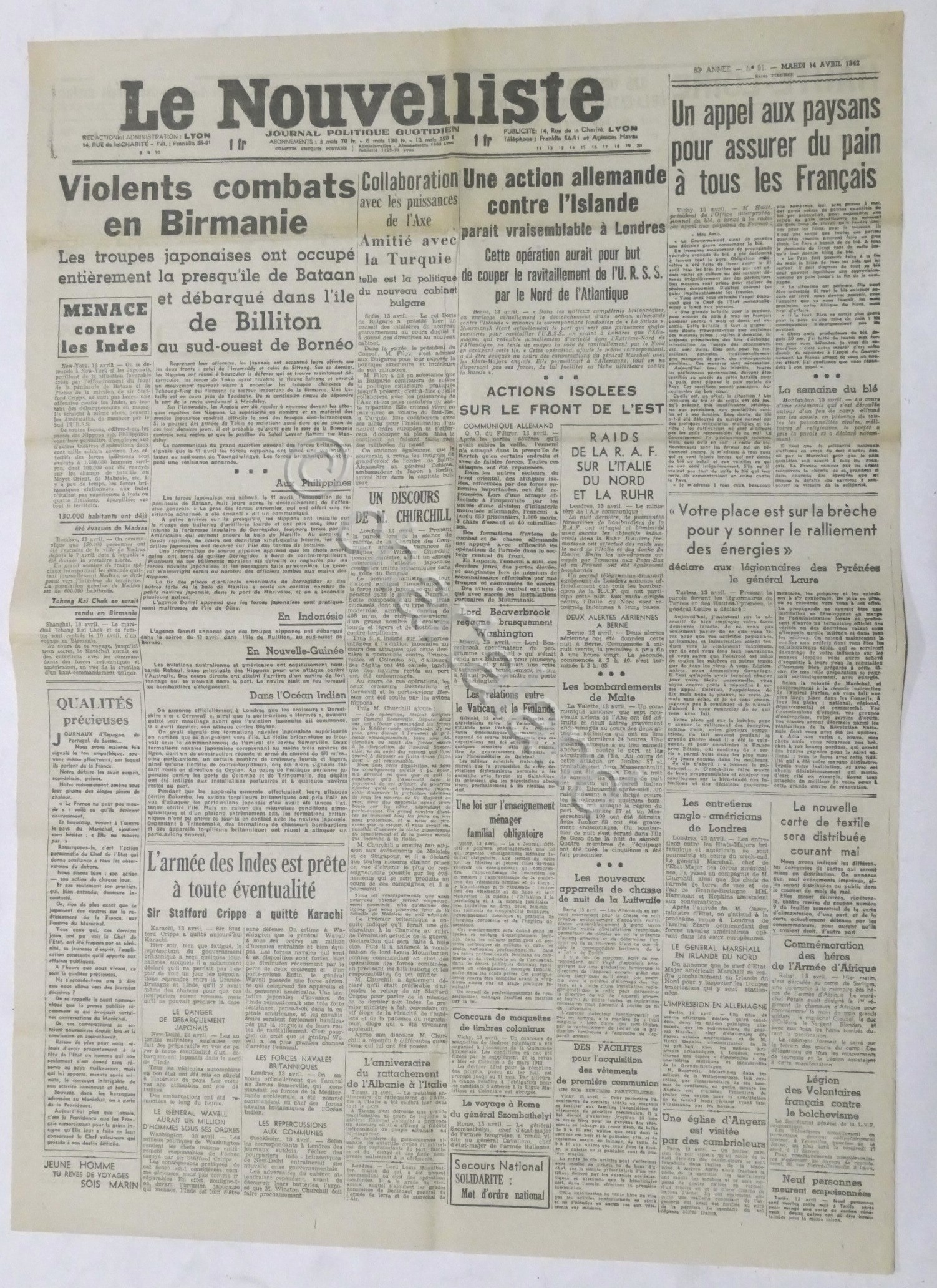 WWII Giornale - Le Nouvelliste - Journal Politique Quotidien - …