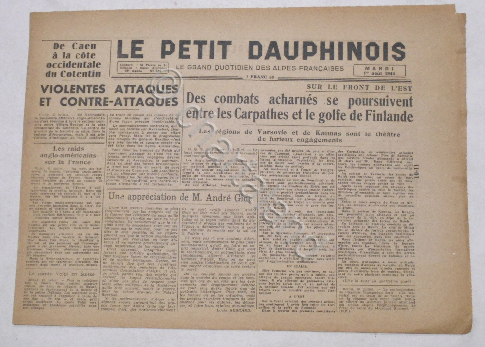 WWII Giornale - Le Petit Dauphinois N. 181 - 1944 …