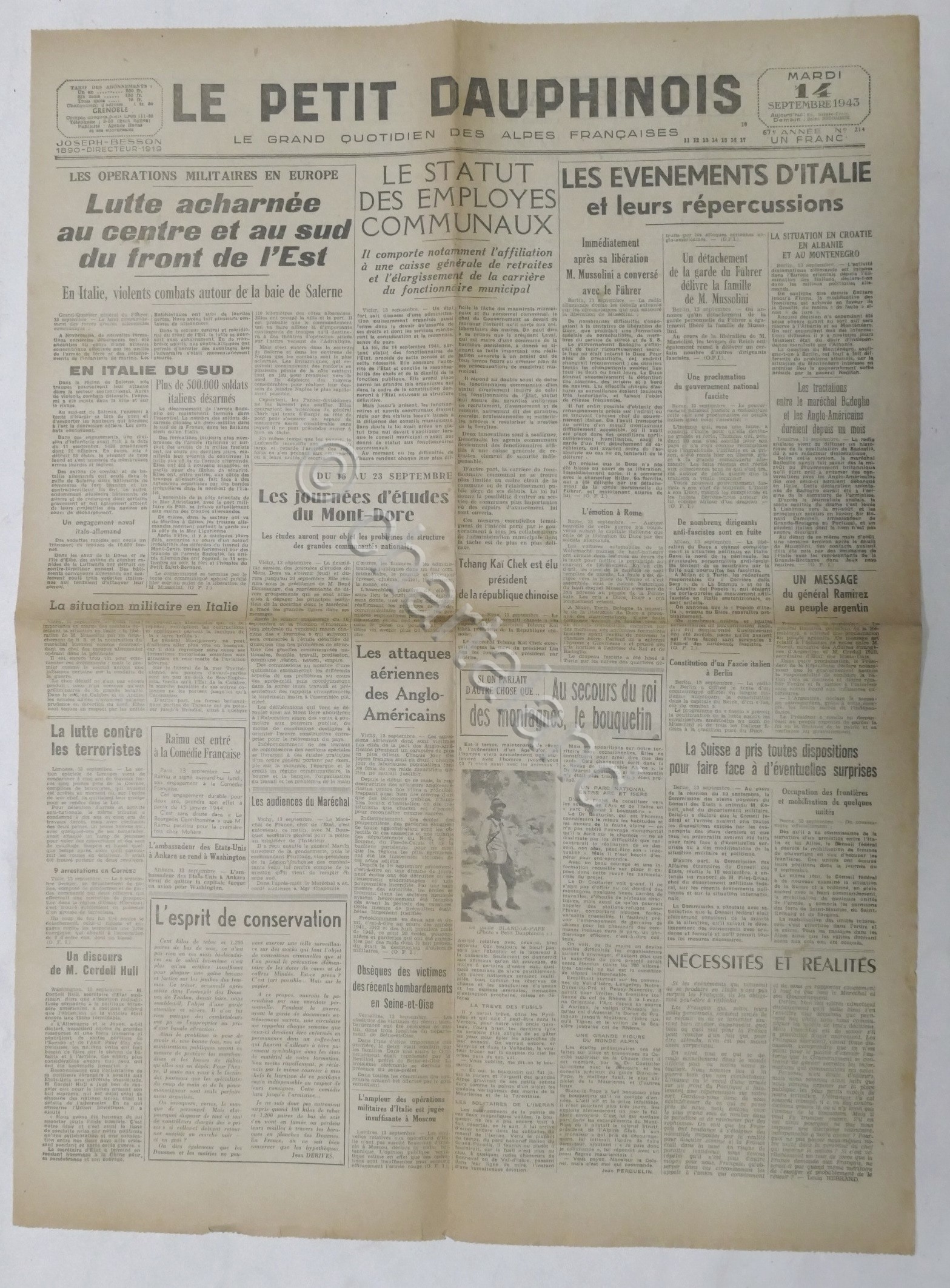 WWII Giornale - Le Petit Dauphinois N. 214 - 1943 …