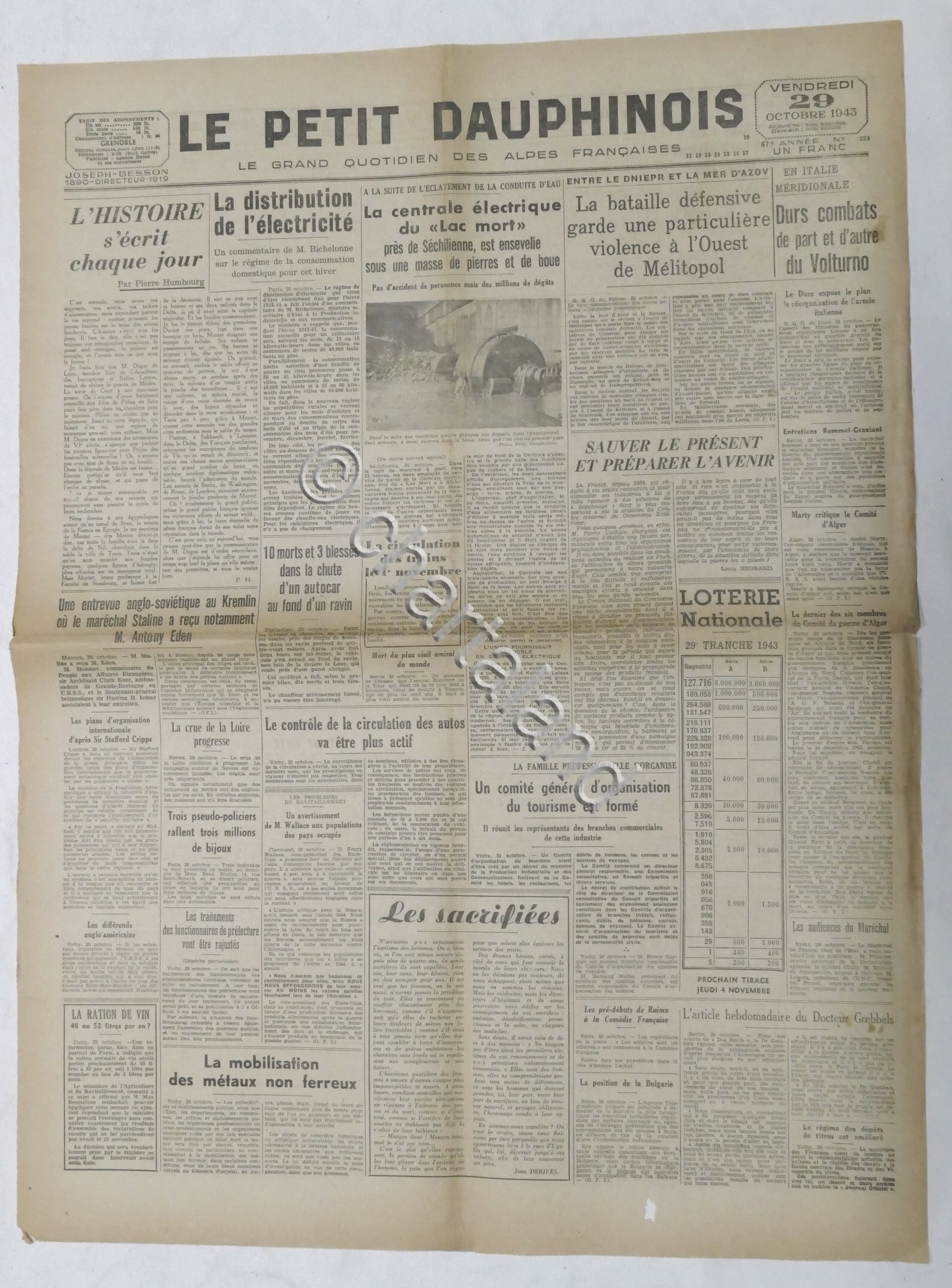 WWII Giornale - Le Petit Dauphinois N. 253 - 1943 …
