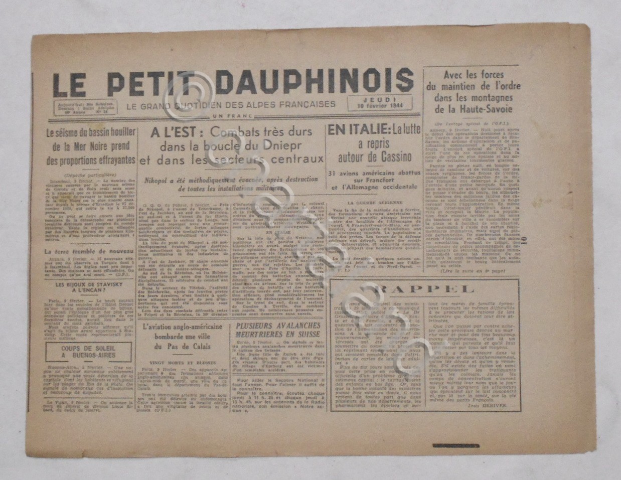 WWII Giornale - Le Petit Dauphinois N. 34 - 1944 …
