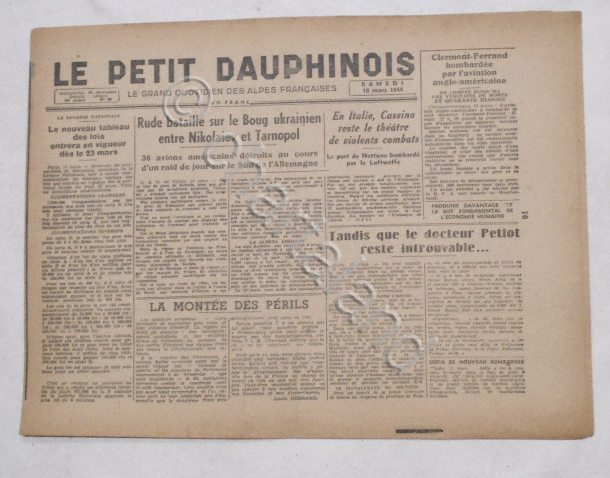 WWII Giornale - Le Petit Dauphinois N. 66 - 1944 …