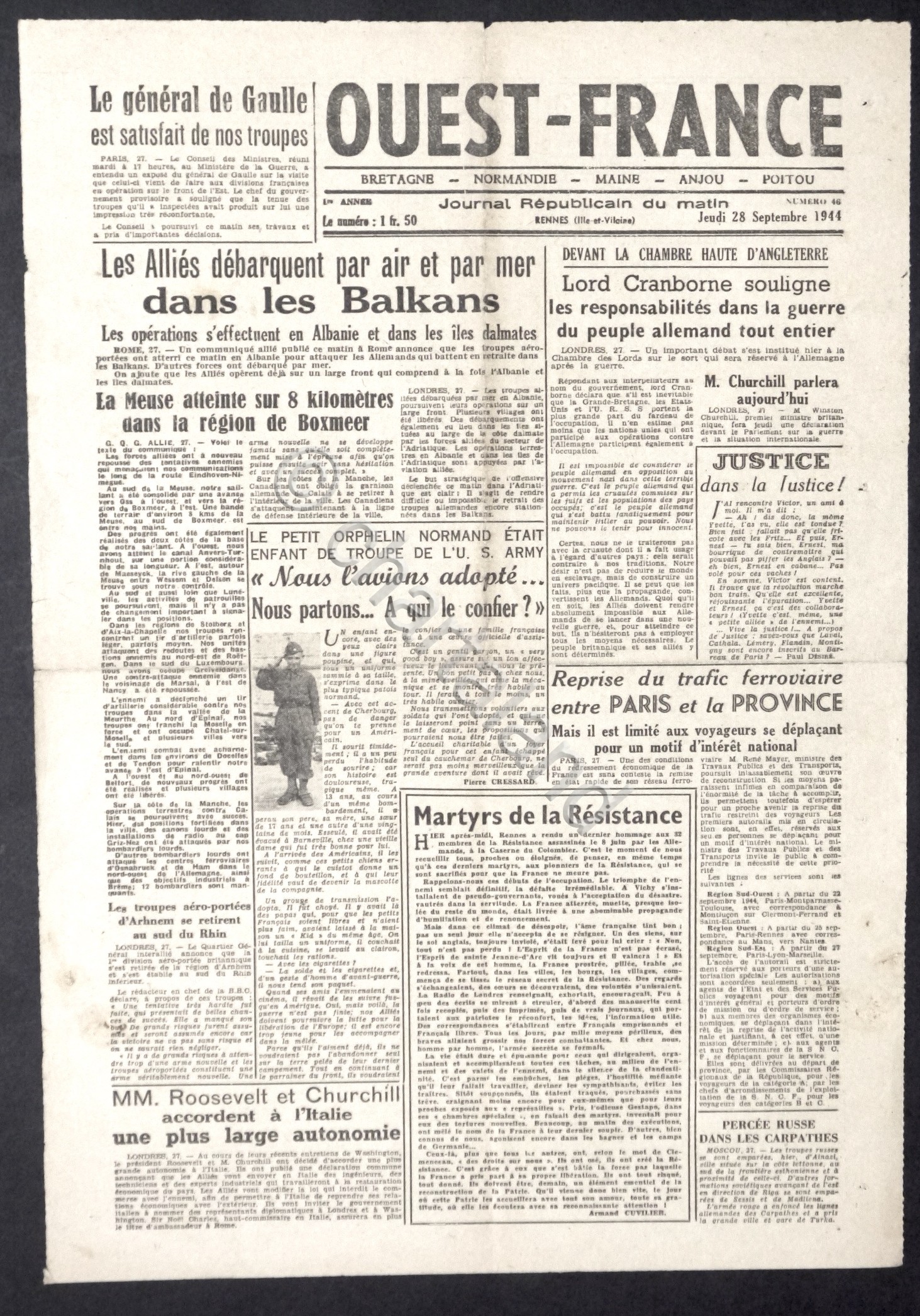 WWII Giornale Francia - Ouest-France - N. 46 - 28 …