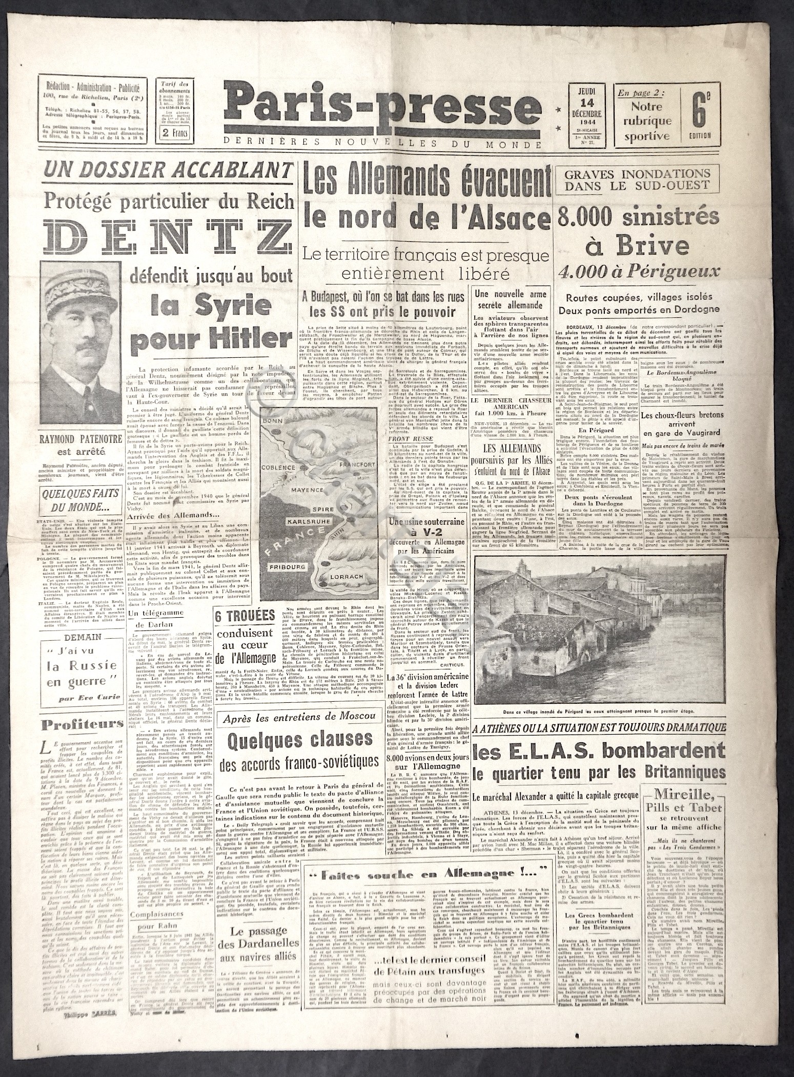 WWII Giornale Francia - Paris-presse - N. 27 - 14 …