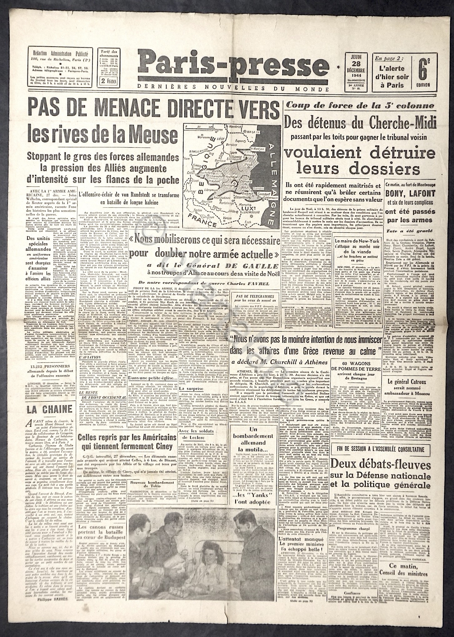 WWII Giornale Francia - Paris-presse - N. 40 - 28 …