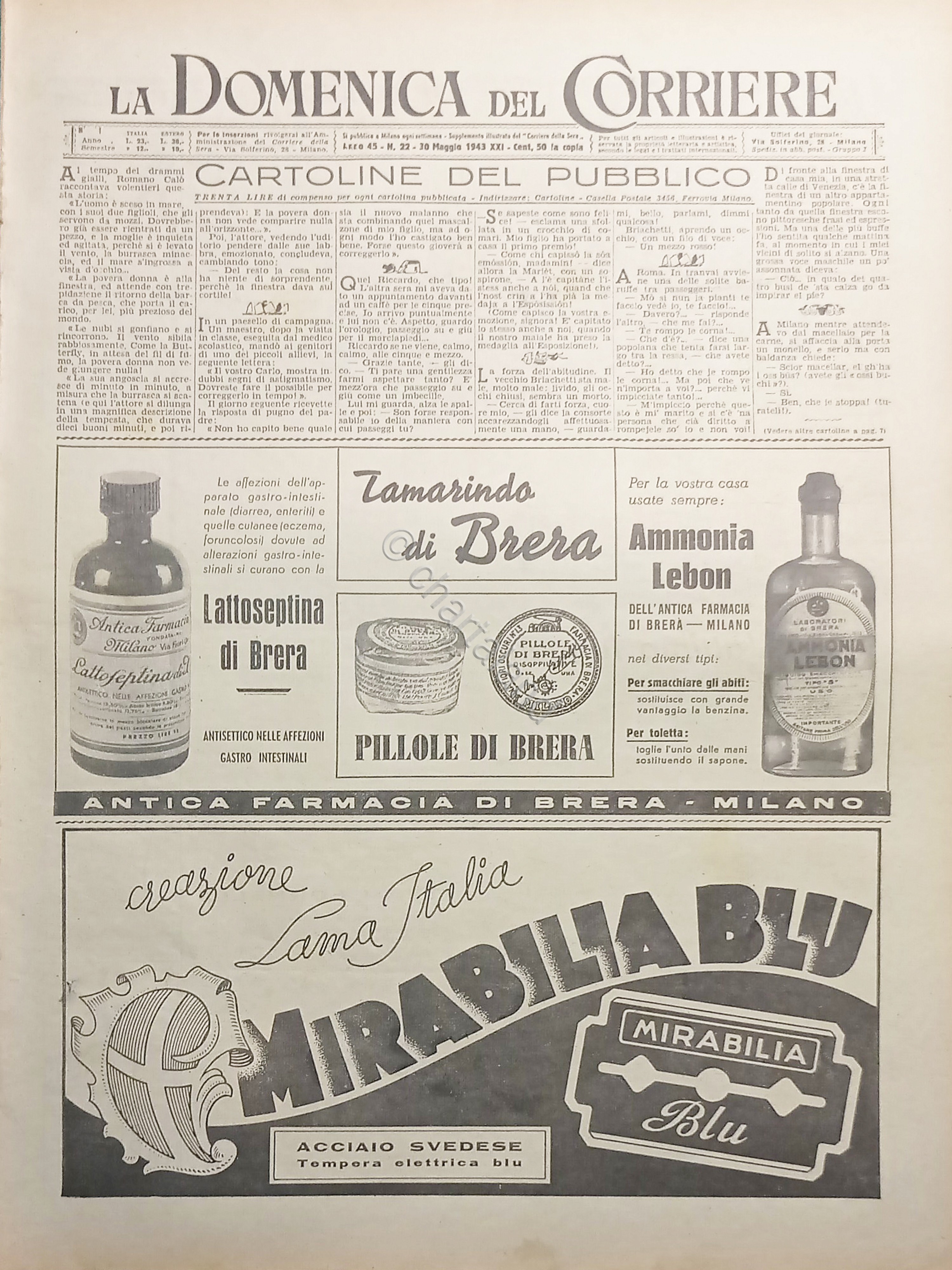 WWII La Domenica del Corriere N. 22 - 1943