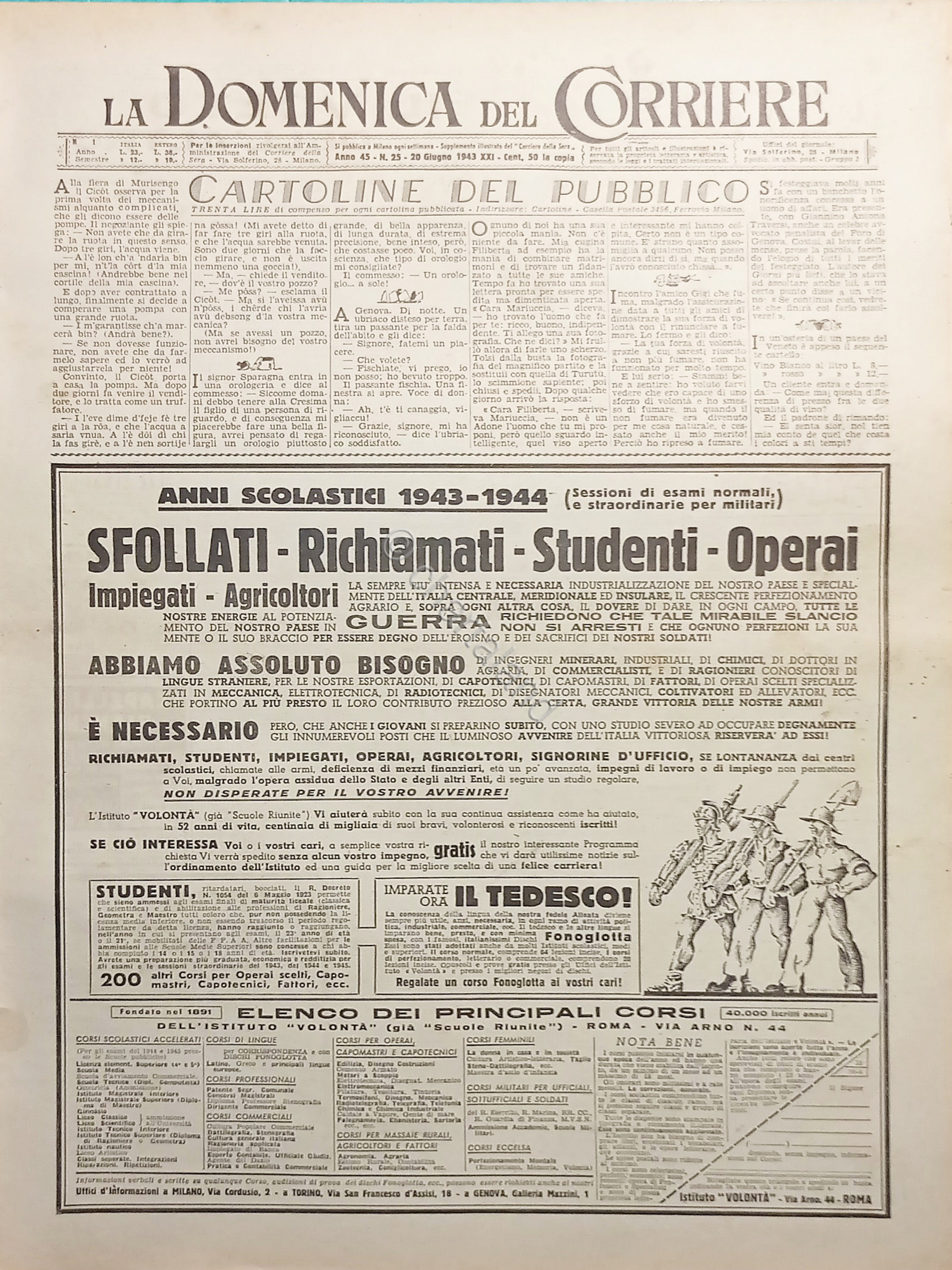 WWII La Domenica del Corriere N. 25 - 1943