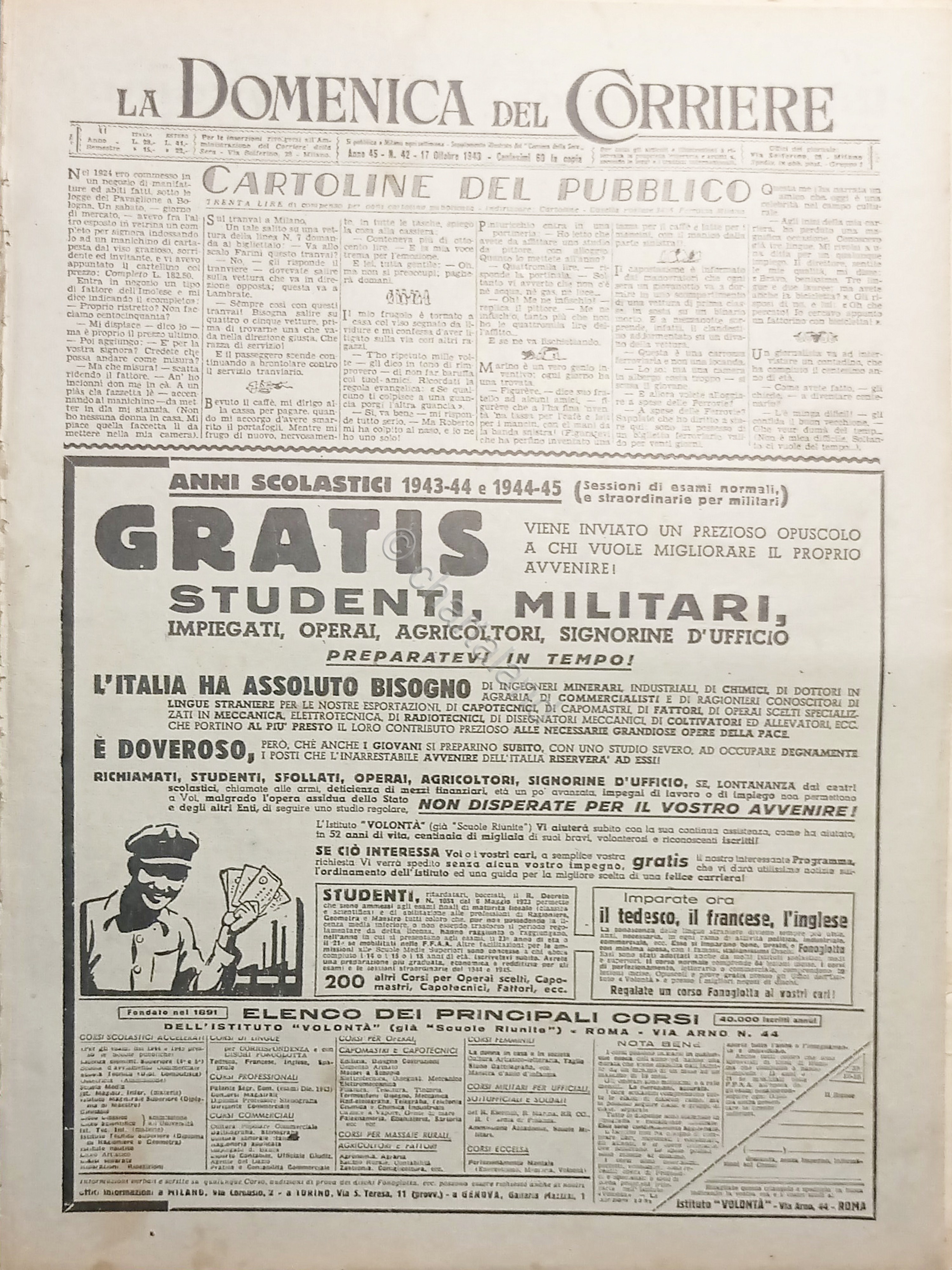 WWII La Domenica del Corriere N. 42 - 1943