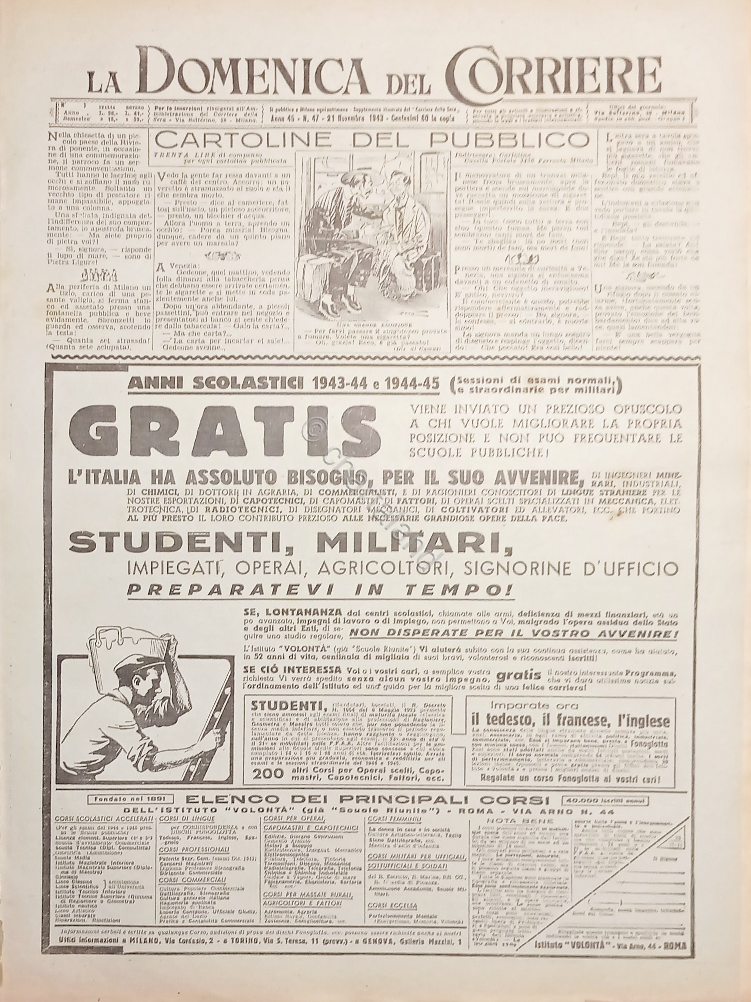 WWII La Domenica del Corriere N. 47 - 1943