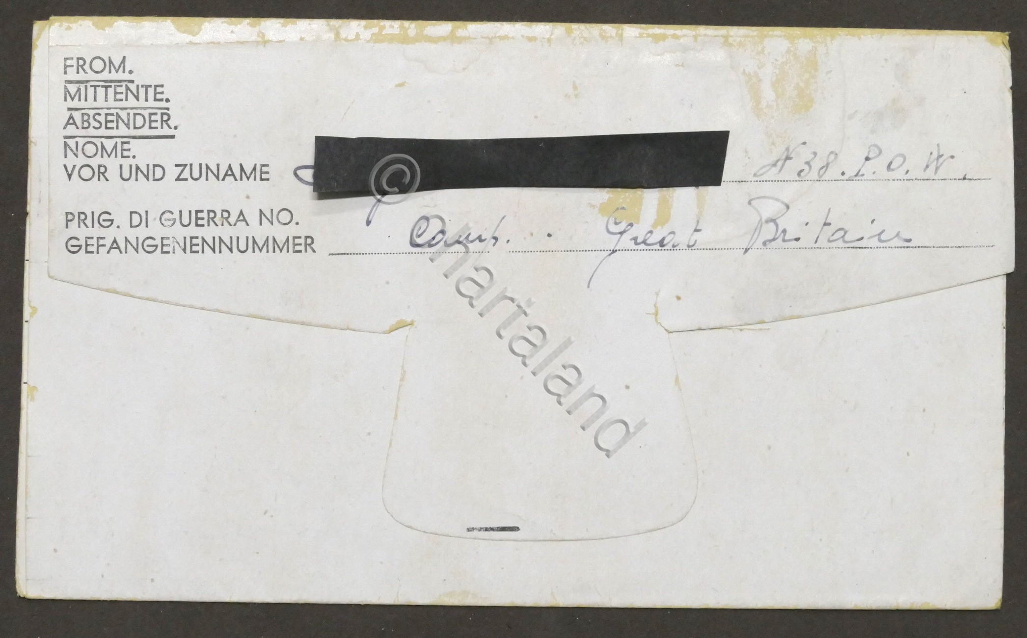 WWII Lettera da prigioniero italiano Campo N. 38 Gran Bretagna …
