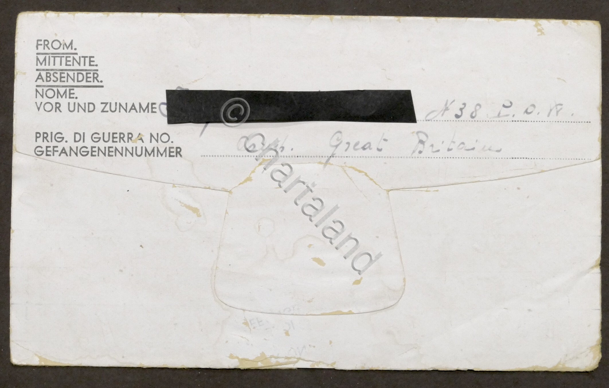 WWII Lettera da prigioniero italiano Campo N. 38 Gran Bretagna …