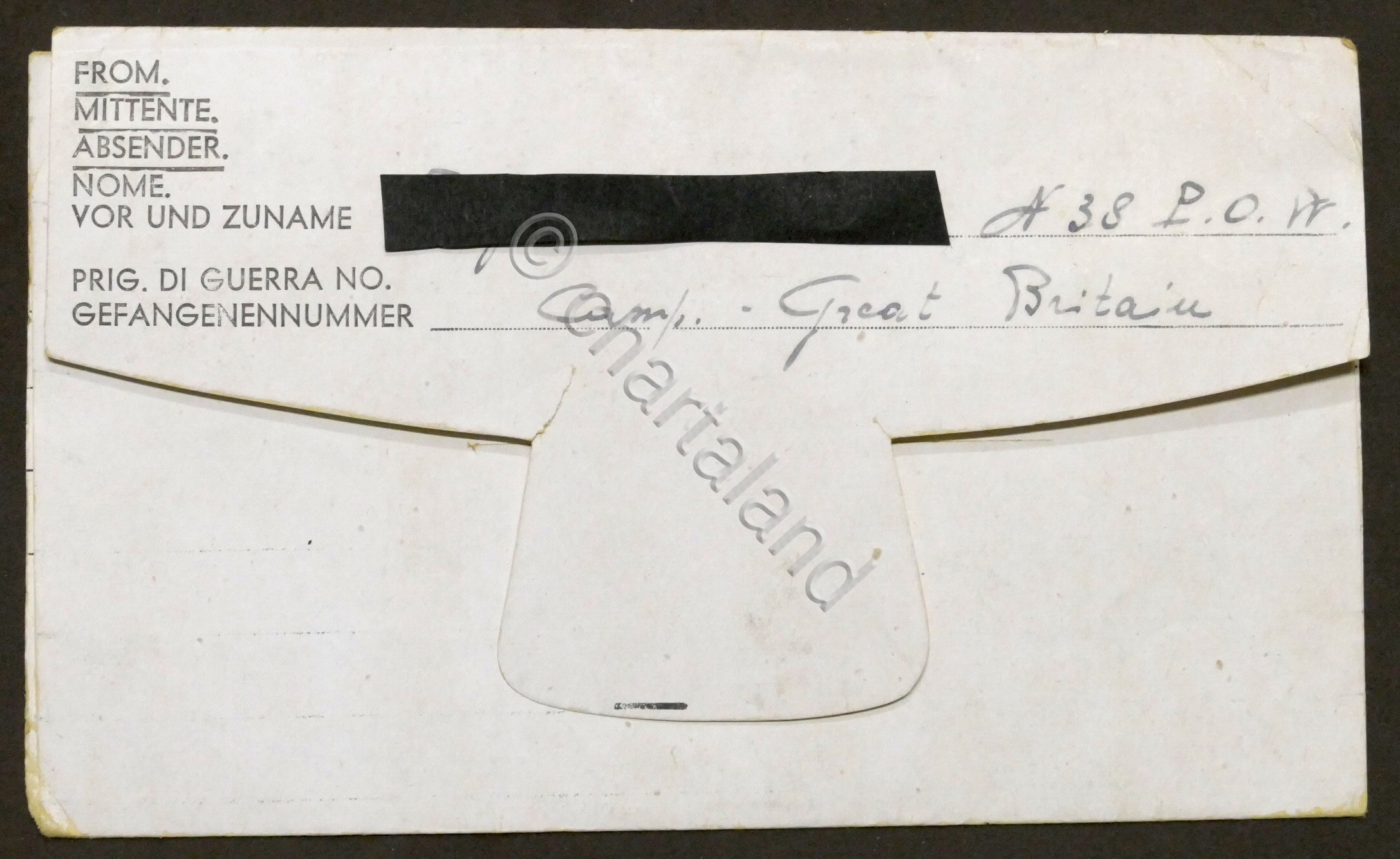 WWII Lettera da prigioniero italiano Campo N. 38 Gran Bretagna …
