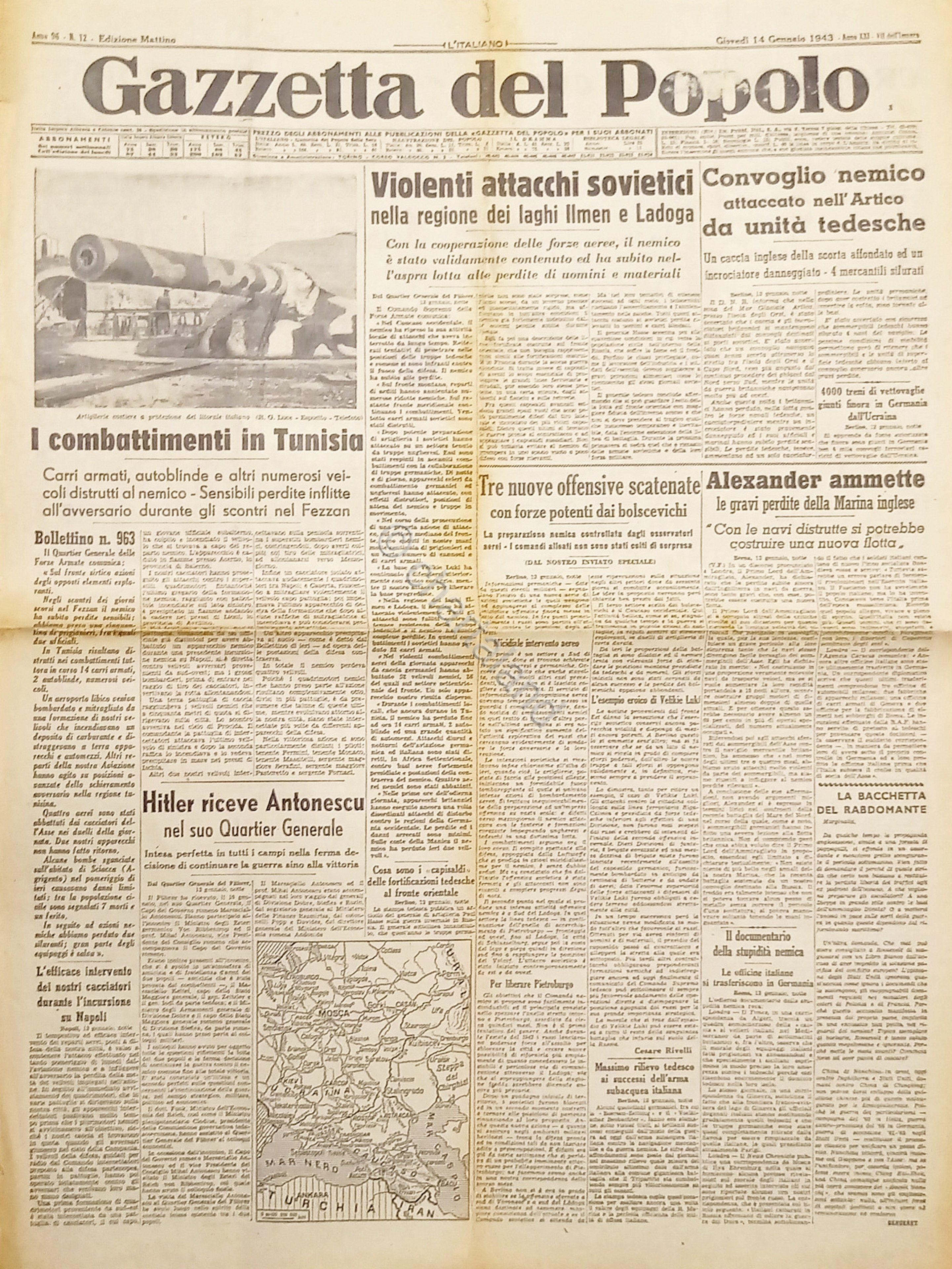WWII Quotidiano - Gazzetta del Popolo N. 12 - 1943 …