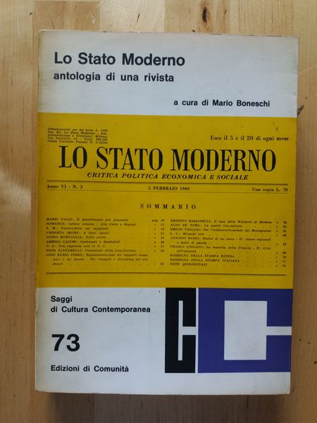 Lo Stato Moderno Antologia di una rivista
