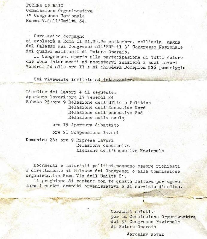 3° Congresso Nazionale - Roma Via dell'Umiltà 84.