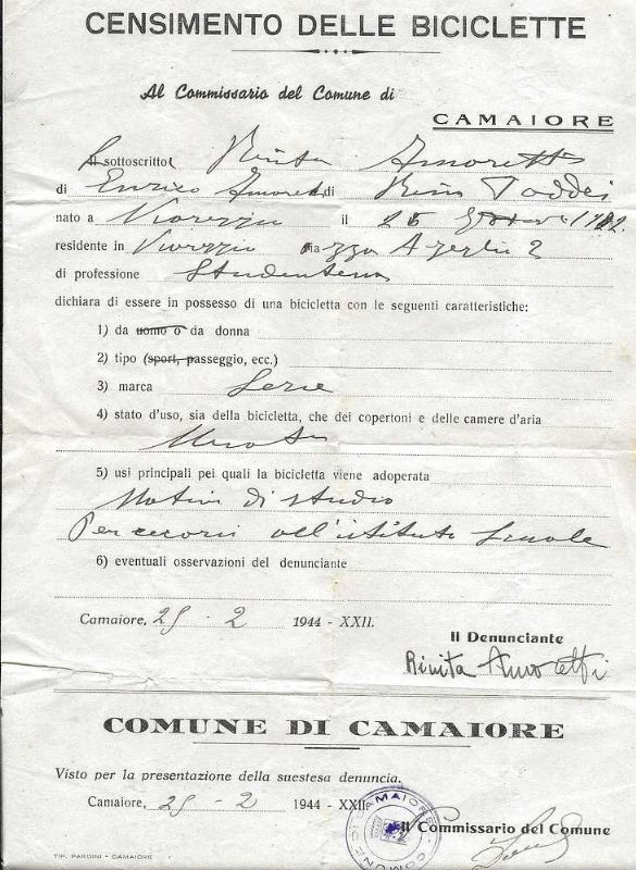 Al commissari del Comune di Camaiore .