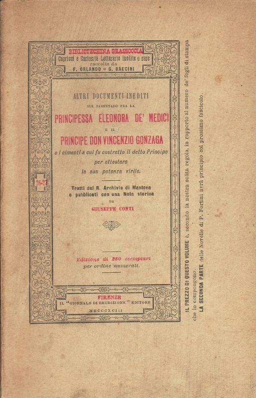 Altri documenti inediti sul parentado per la Principessa Eleonora De' …