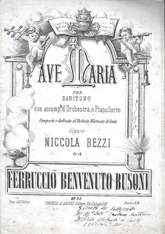 Ave Maria per Baritono con accompagnamento d'Orchestra o Pianoforte composto …