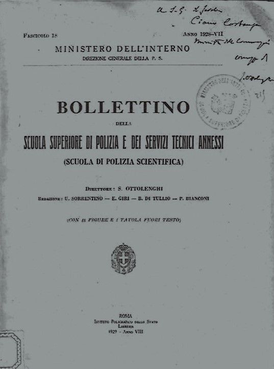 Bollettino della Scuola Superiore di Polizia e dei Servizi Tecnici …