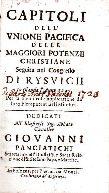 Capitoli dell'unione pacifica delle maggiori potenze christiane Seguita nel Congresso …