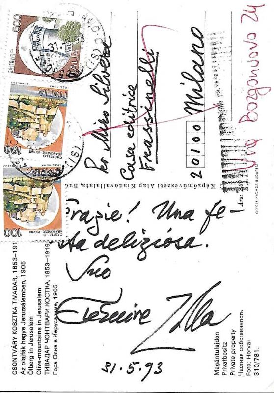 Cartolina illustrata autografa firmata.