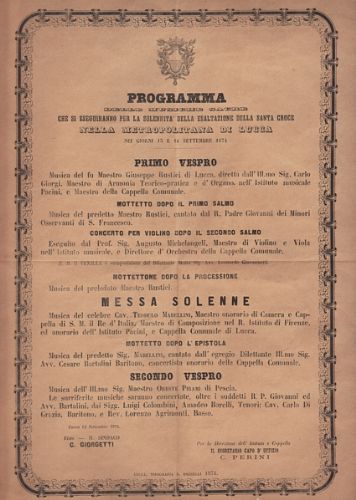 CHE SI ESEGUIRANNO PER LA SOLENNITA' DELLA ESALTAZIONE DELLA SANTA …