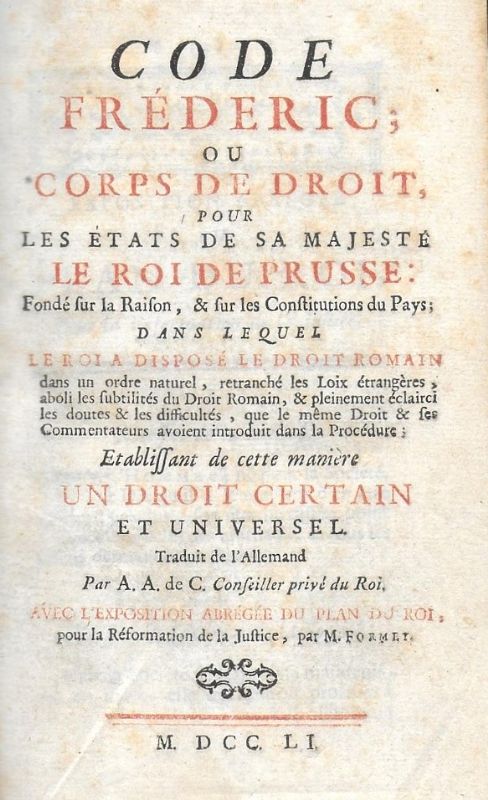 Code Fréderic ou corps de droit pour les états de …