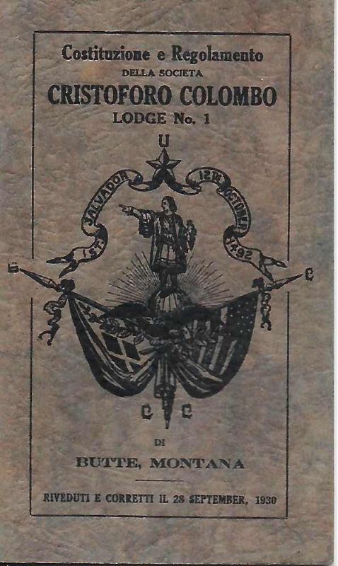 Costituzione e Regolamento - Lodge n°1 Butte, Montana (Testo bilingue).