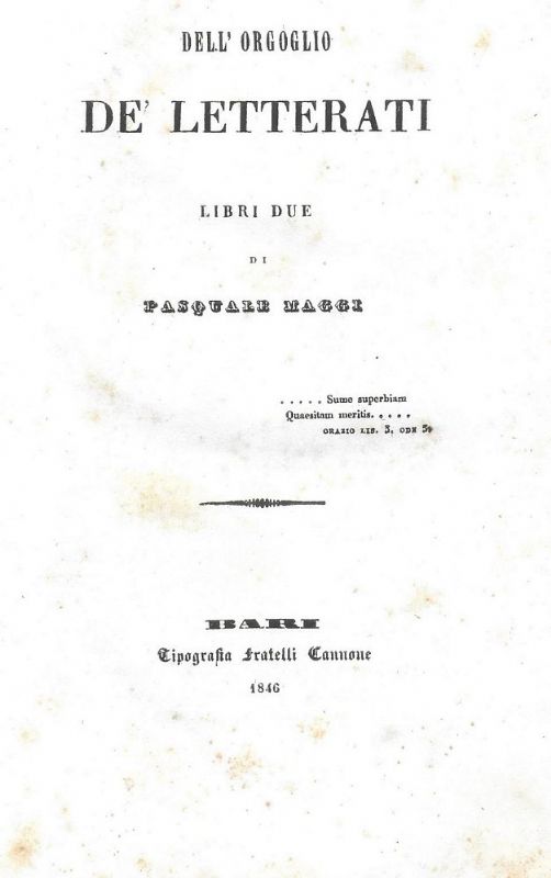 Dell'orgoglio de' letterati. Libri due.