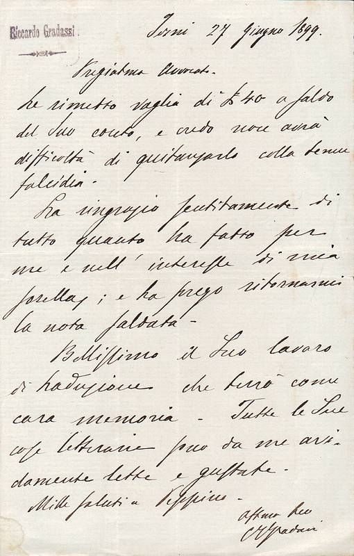 Due lettere autografe firmate.